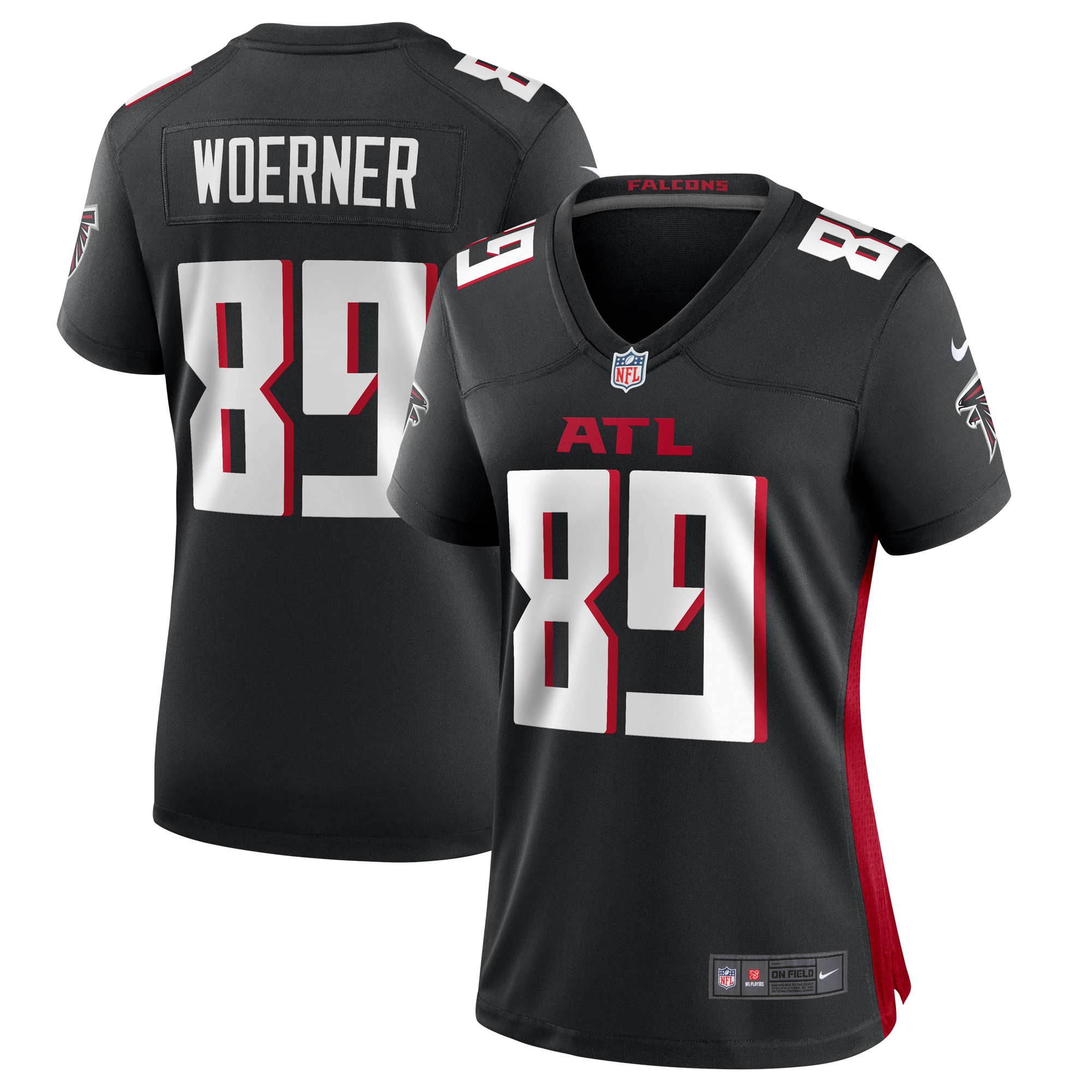 Women's Atlanta Falcons Charlie Woerner Black Game Jersey Js7084