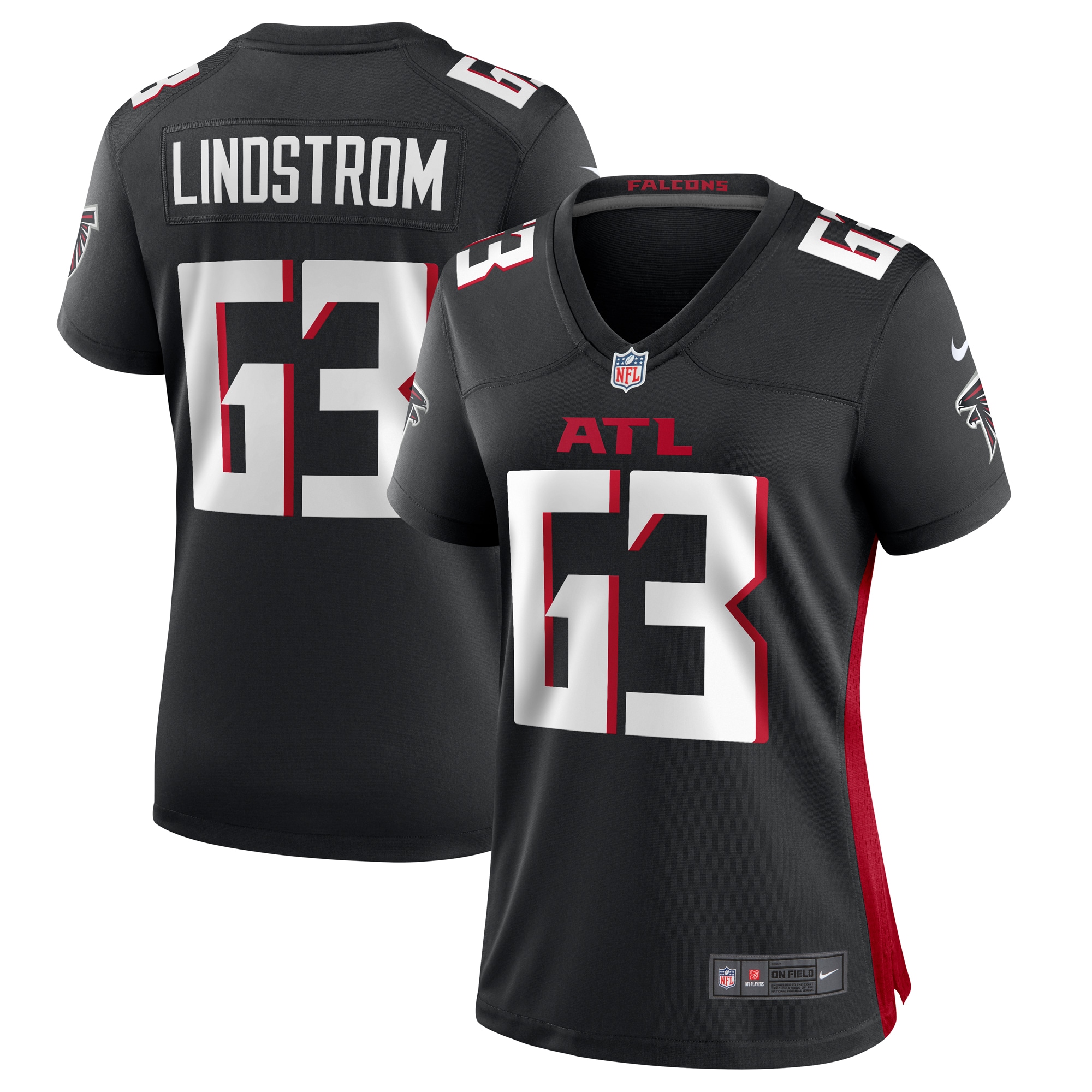 Women's Atlanta Falcons Chris Lindstrom Black Team Game Jersey Js9462