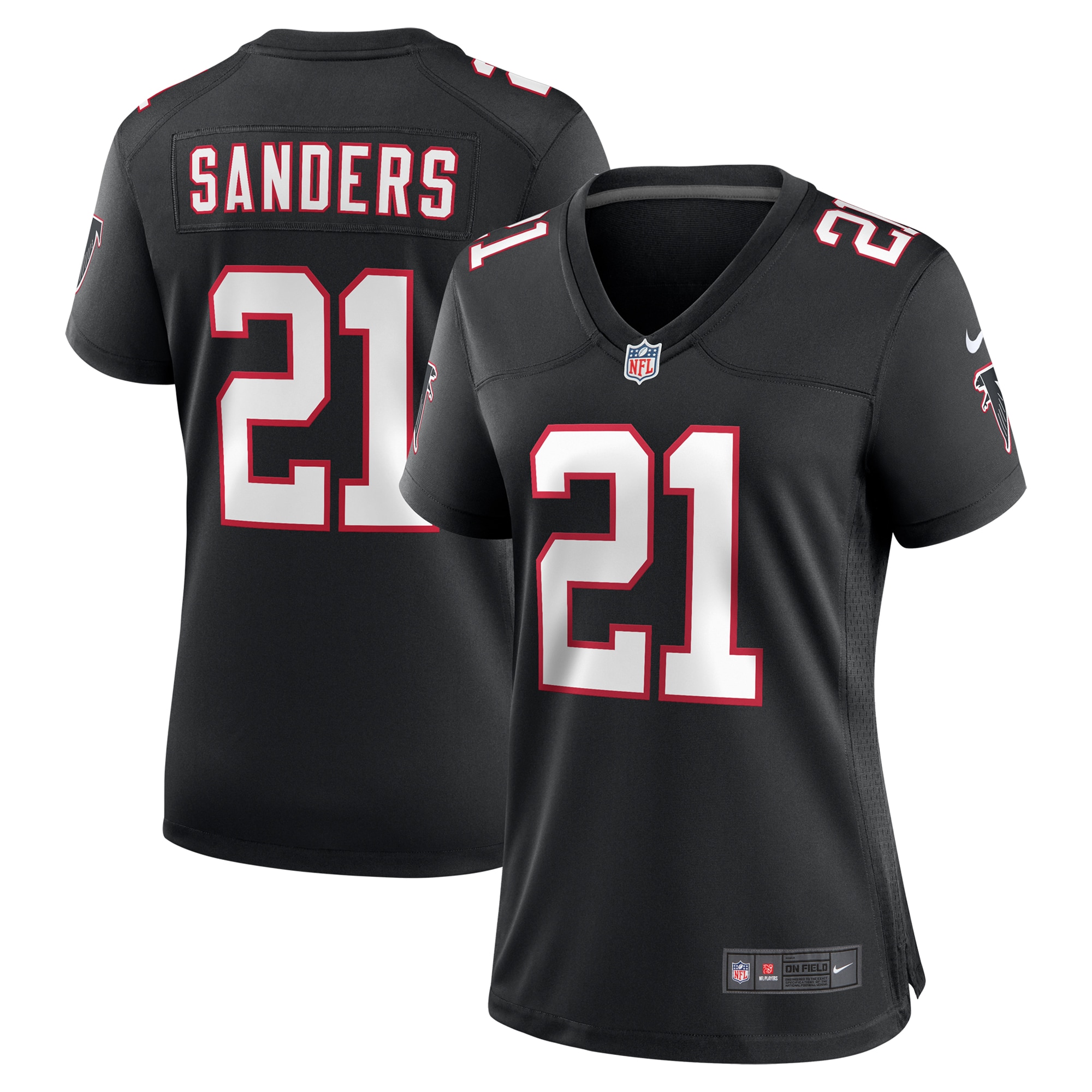 Women's Atlanta Falcons Deion Sanders Black Alternate Retired Player Game Jersey Js4068