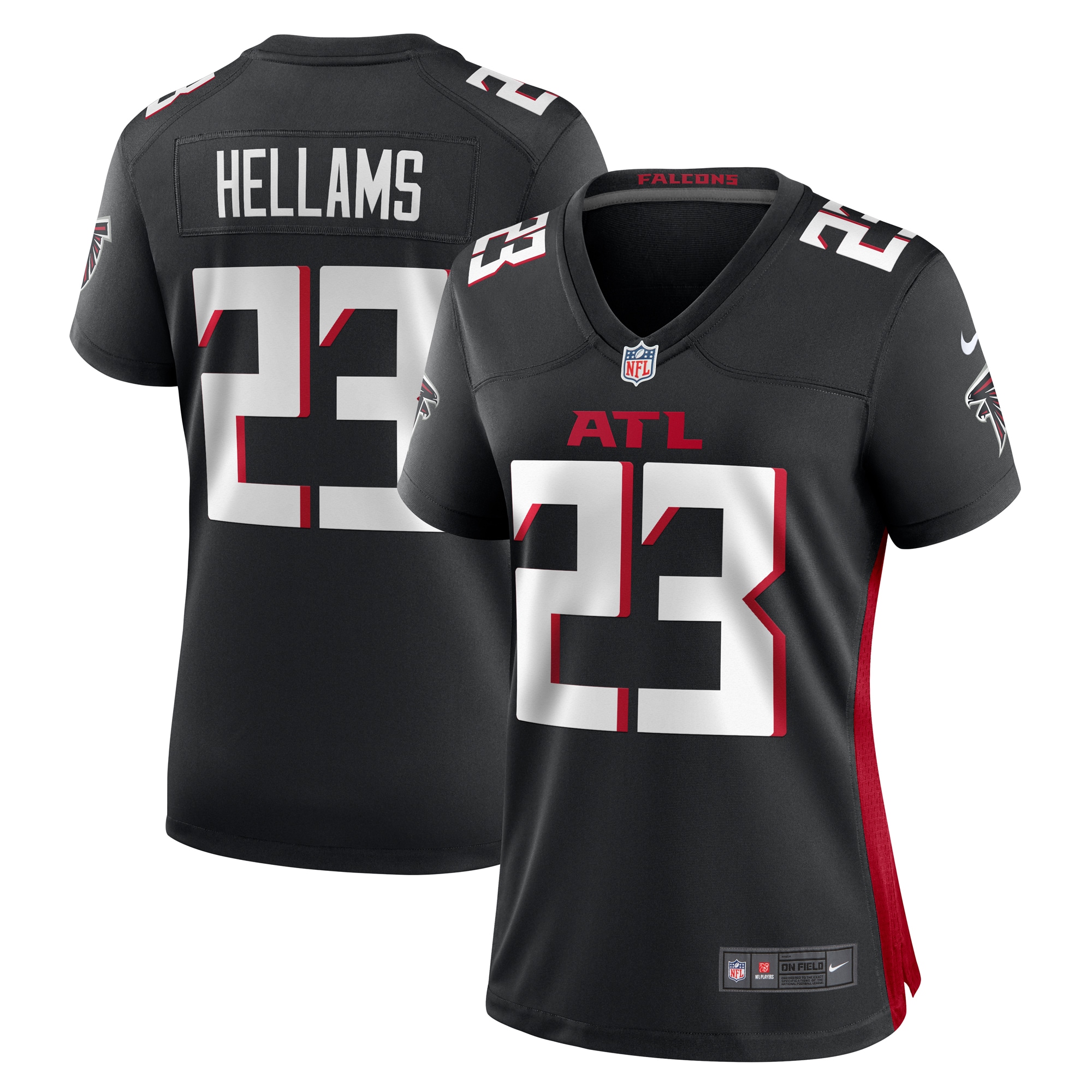 Women's Atlanta Falcons Demarcco Hellams Black Game Jersey Js3096