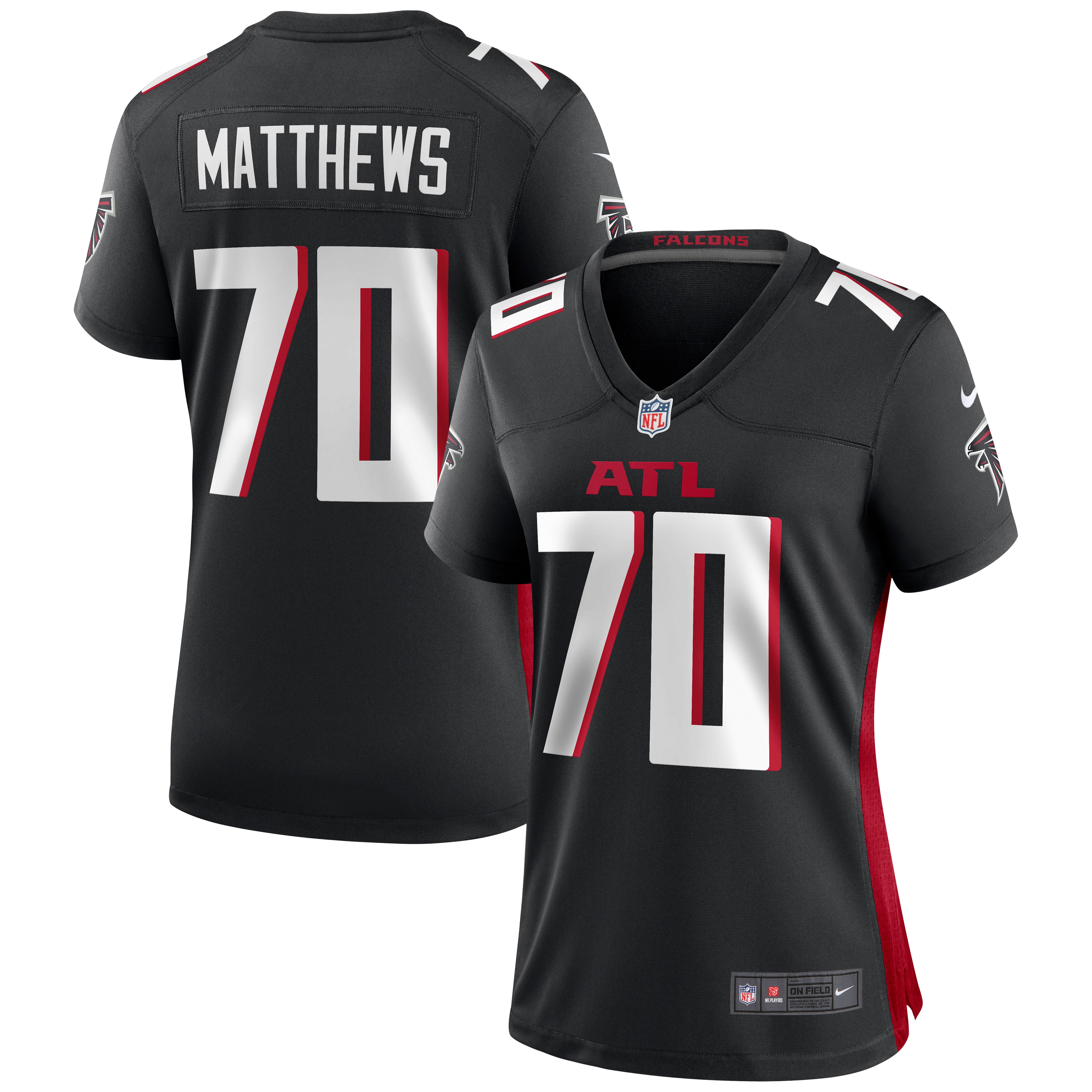 Women's Atlanta Falcons Jake Matthews Black Game Jersey Js9322