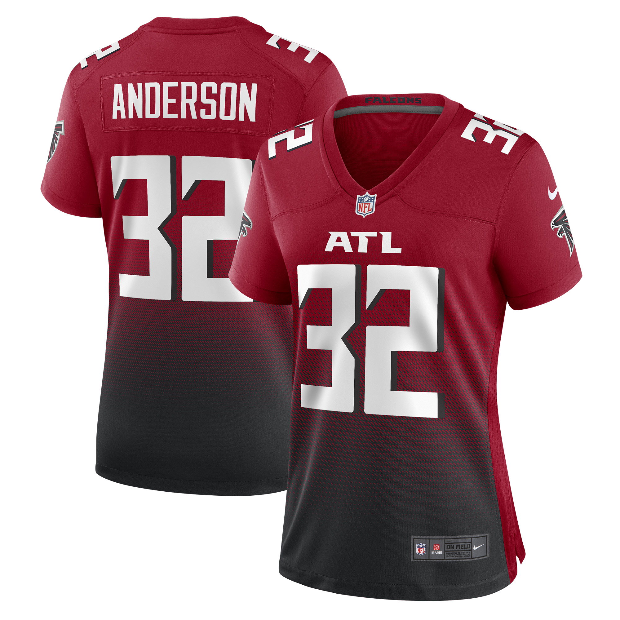 Women's Atlanta Falcons Jamal Anderson Red Retired Game Jersey Js9543