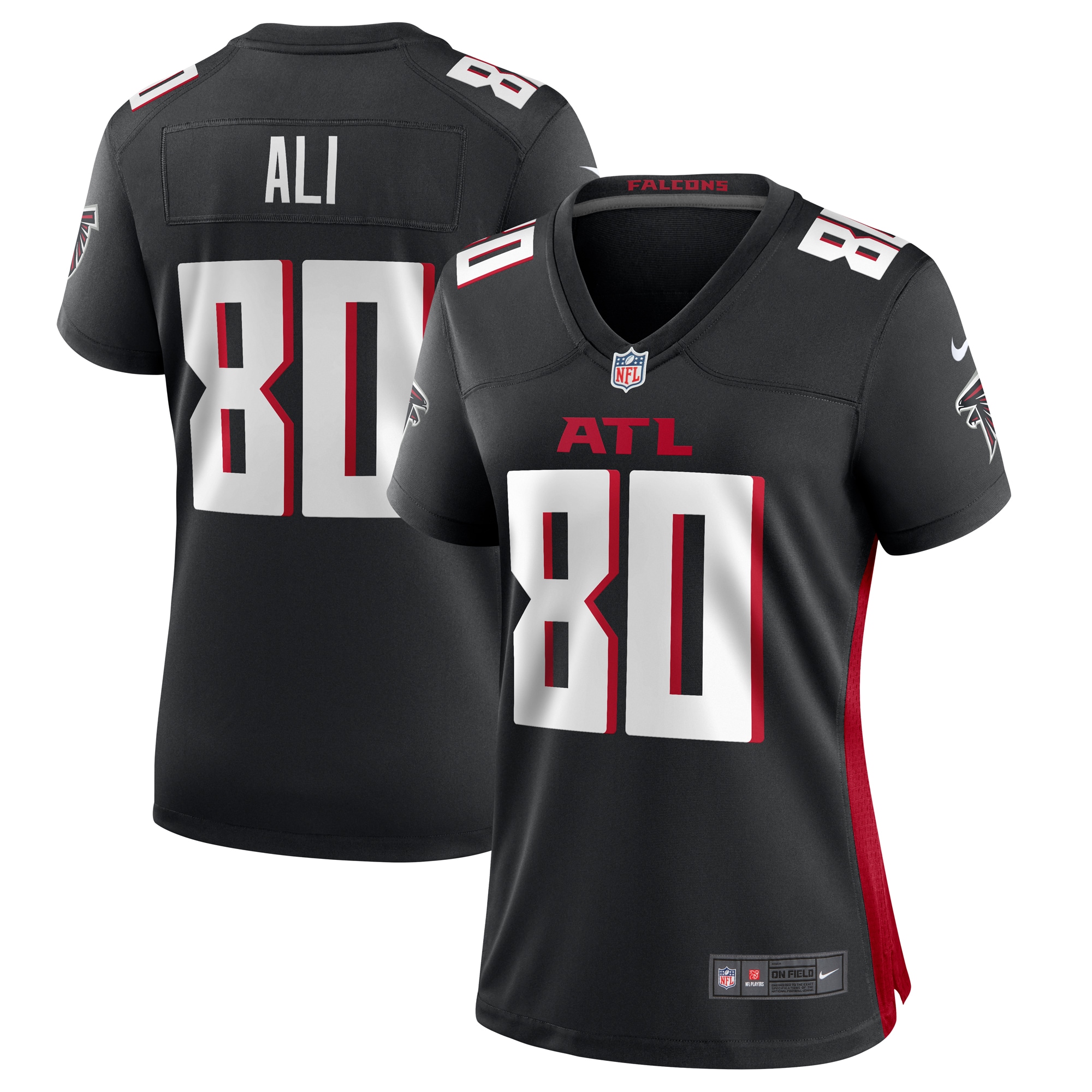 Women's Atlanta Falcons Josh Ali Black Team Game Jersey Js9809