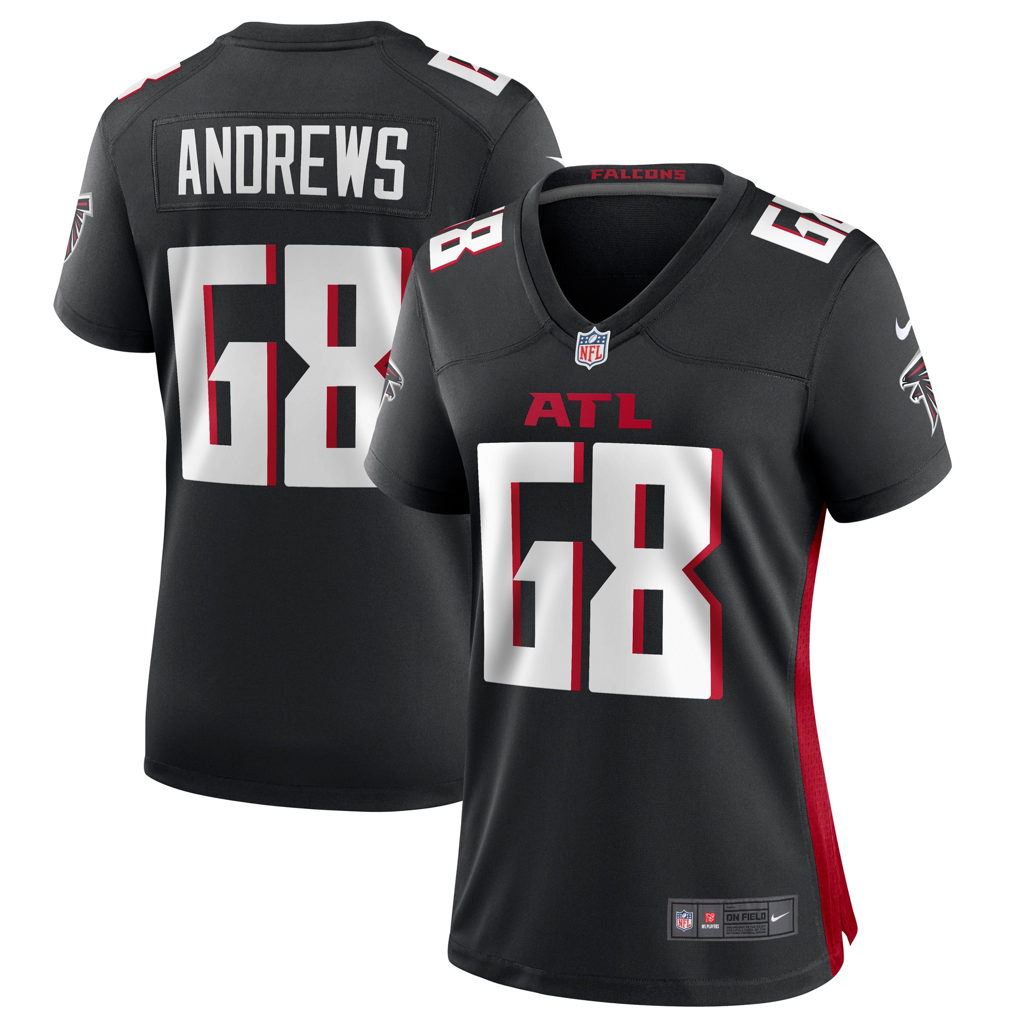 Women's Atlanta Falcons Josh Andrews Black Game Player Jersey Js2191