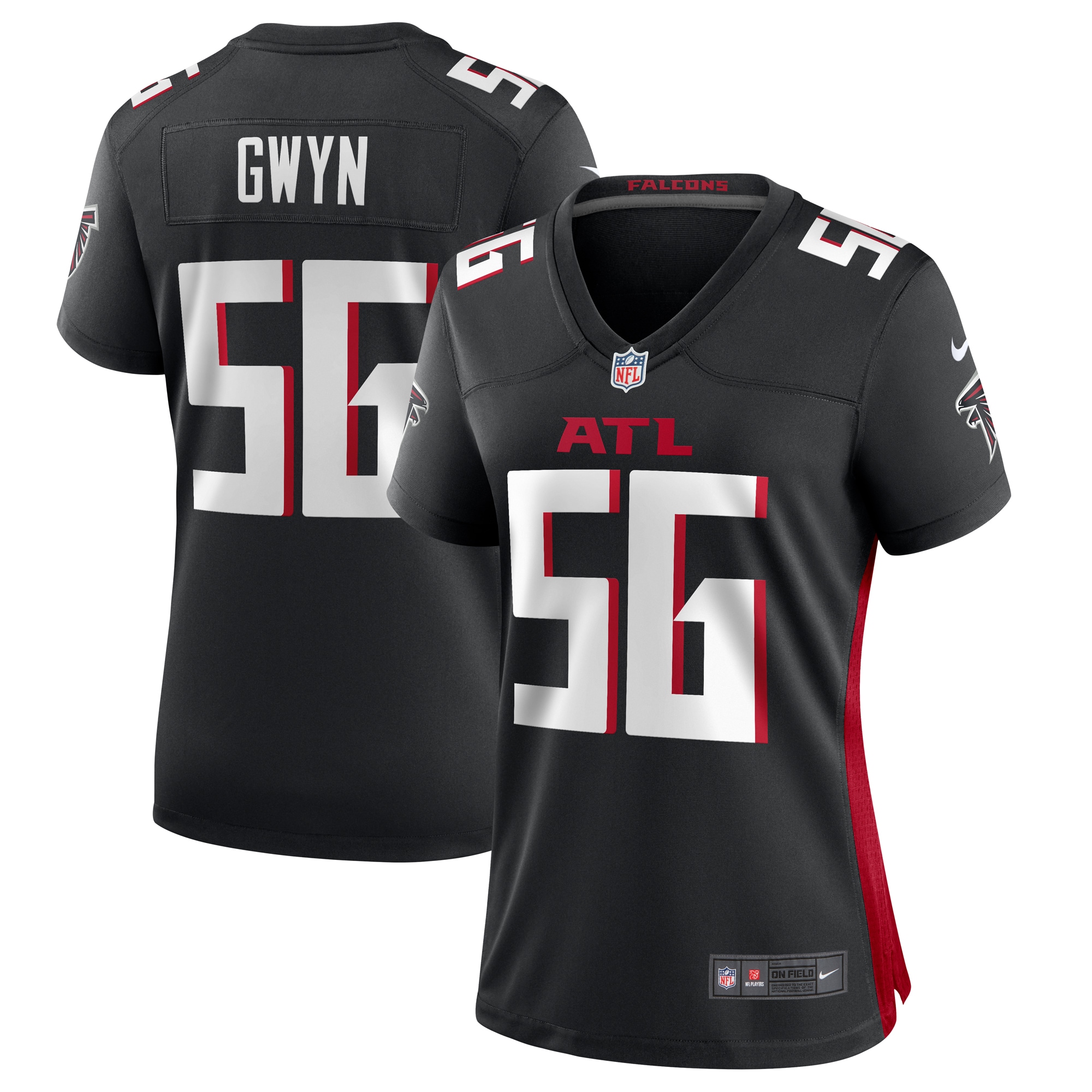 Women's Atlanta Falcons Jovaughn Gwyn Black Team Game Jersey Js8855