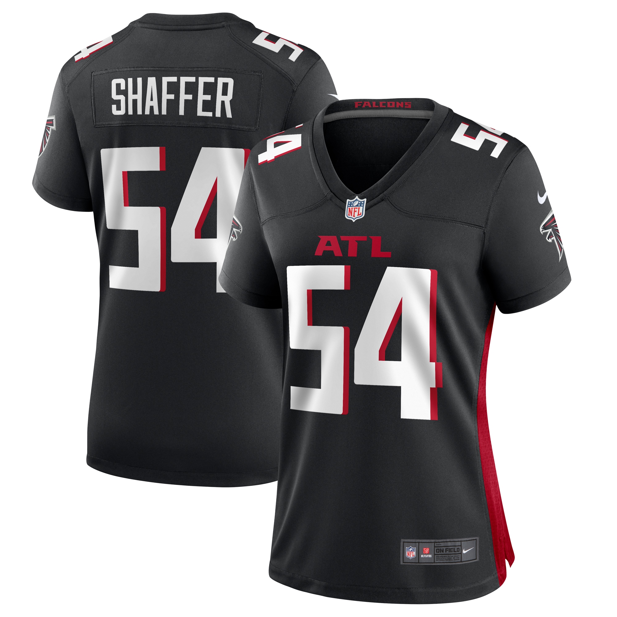 Women's Atlanta Falcons Justin Shaffer Black Game Jersey Js7950