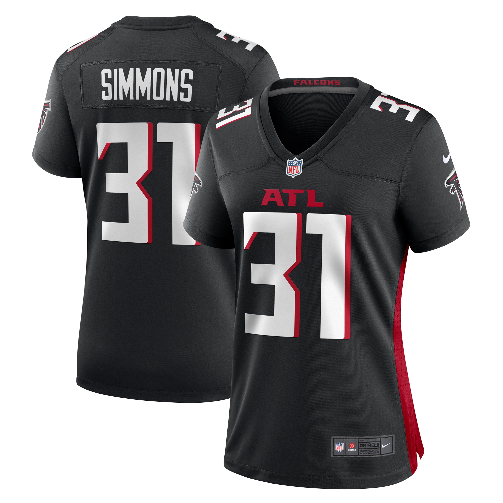 Women's Atlanta Falcons Justin Simmons Black Game Jersey Js8362