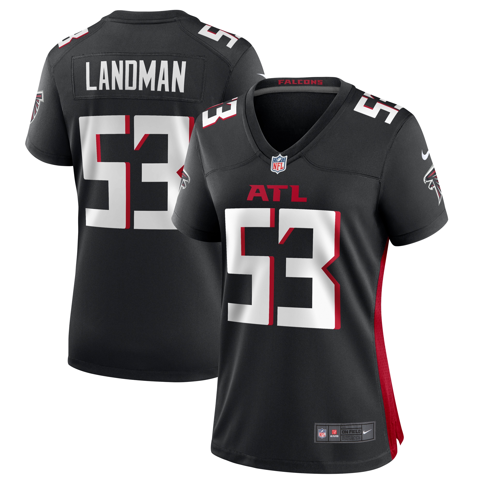 Women's Atlanta Falcons Nate Landman Black Team Game Jersey Js6230