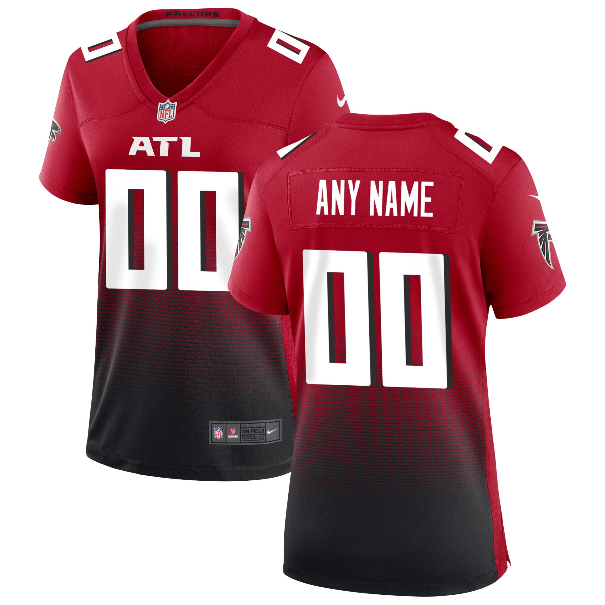 Women's Atlanta Falcons Red Alternate Custom Game Jersey Js5259