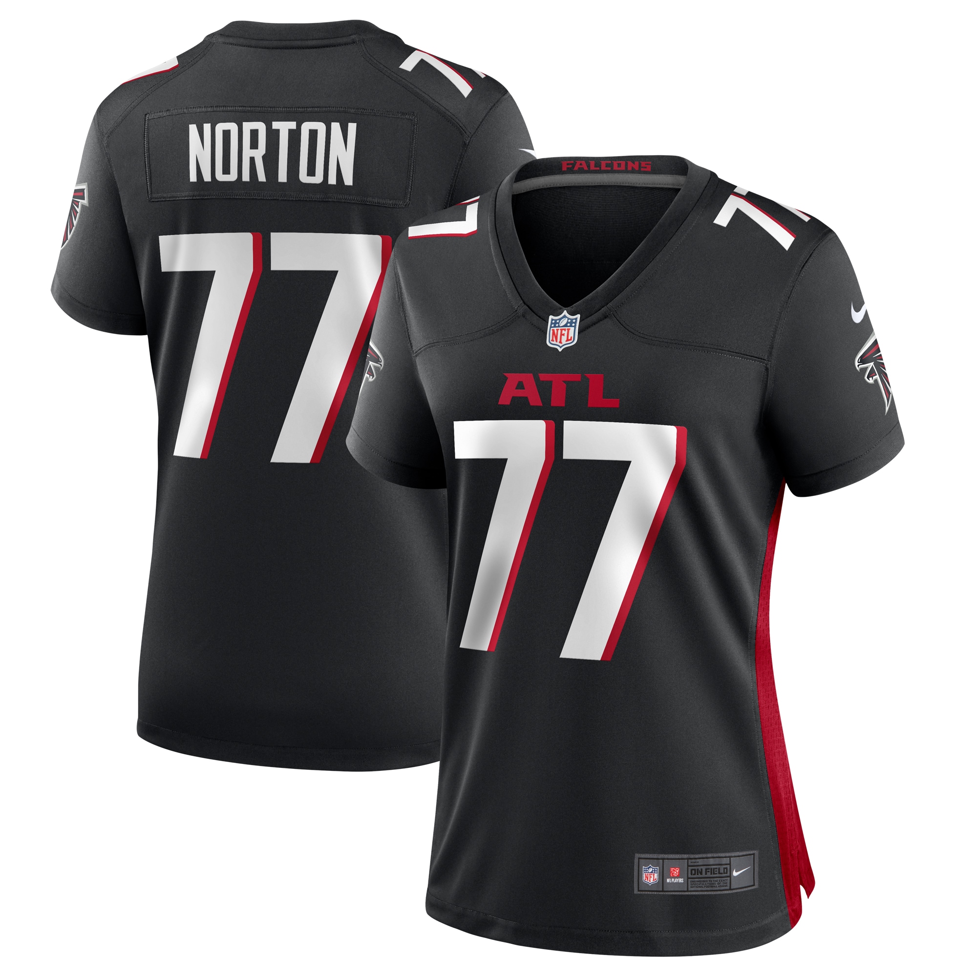 Women's Atlanta Falcons Storm Norton Black Game Jersey Js5625