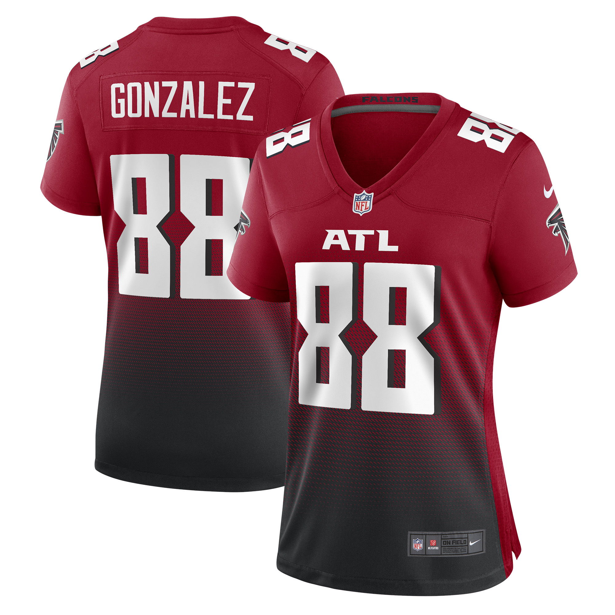Women's Atlanta Falcons Tony Gonzalez Red Retired Game Jersey Js5230