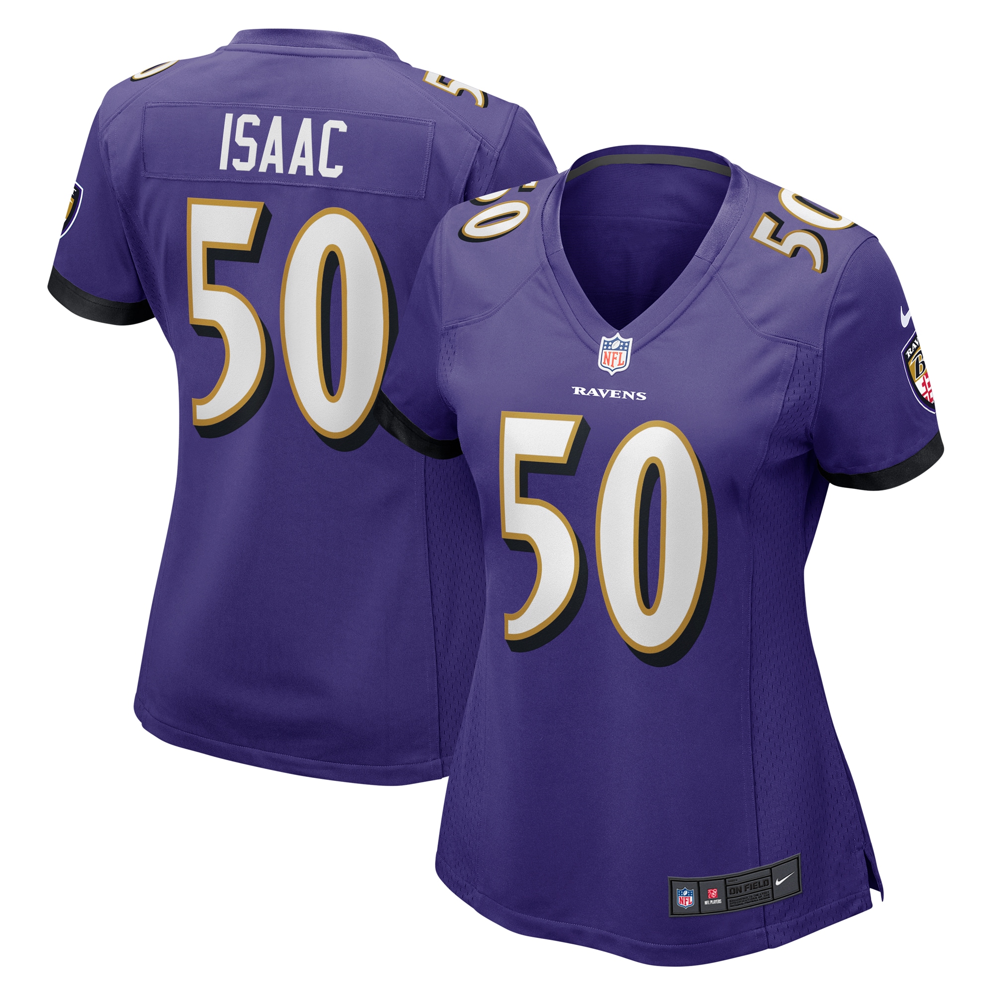 Women's Baltimore Ravens Adisa Isaac Purple Game Jersey Js2314