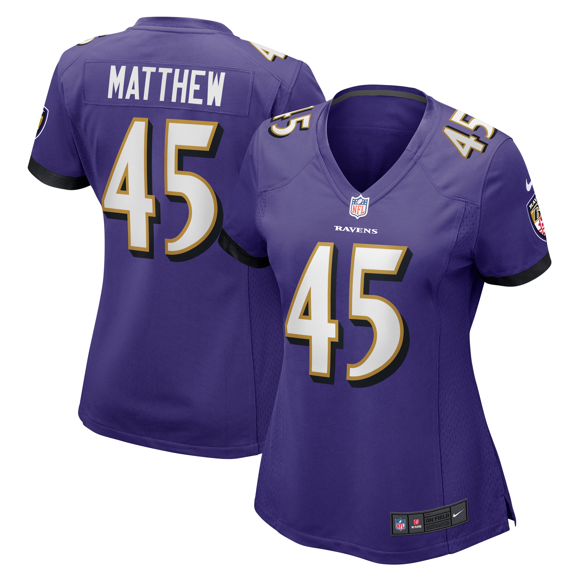 Women's Baltimore Ravens Christian Matthew Purple Game Jersey Js8989