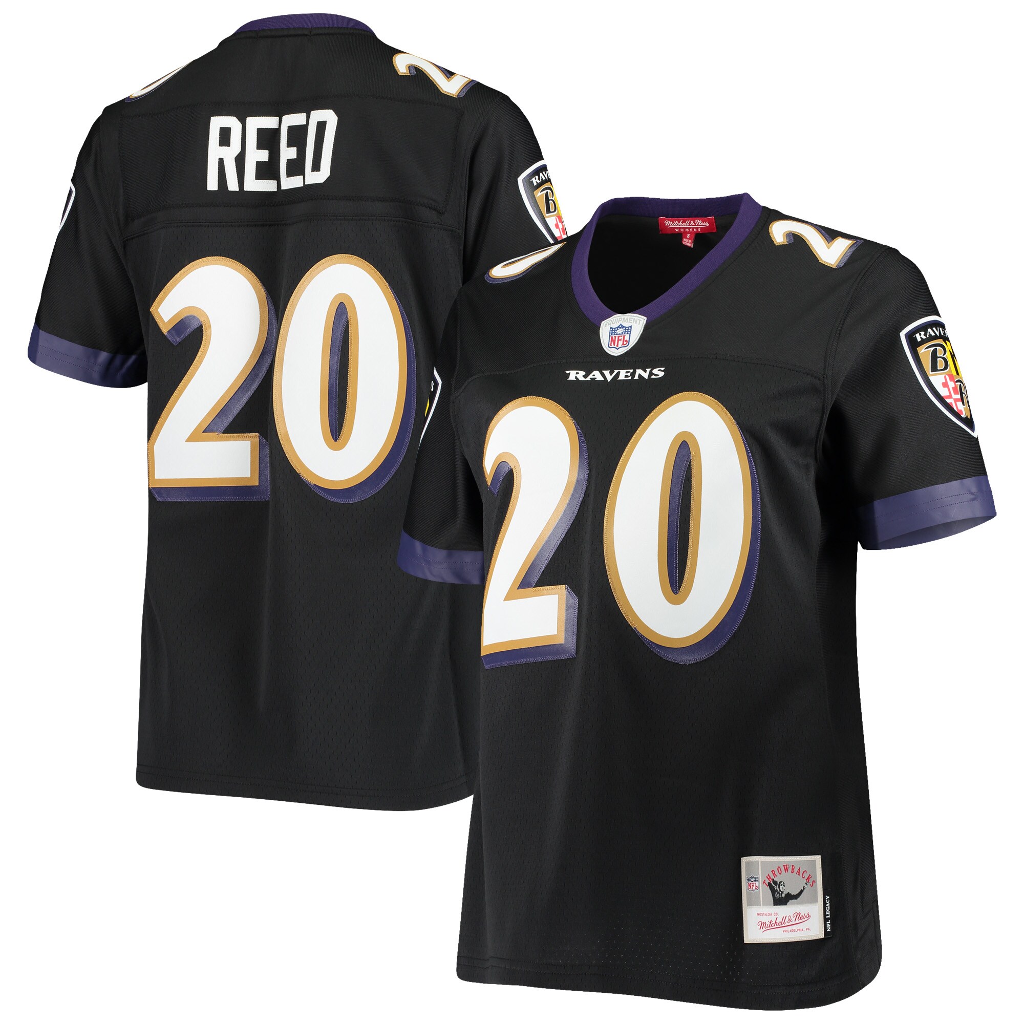 Women's Baltimore Ravens Ed Reed Mitchell & Ness Black Legacy Team Jersey Js5812