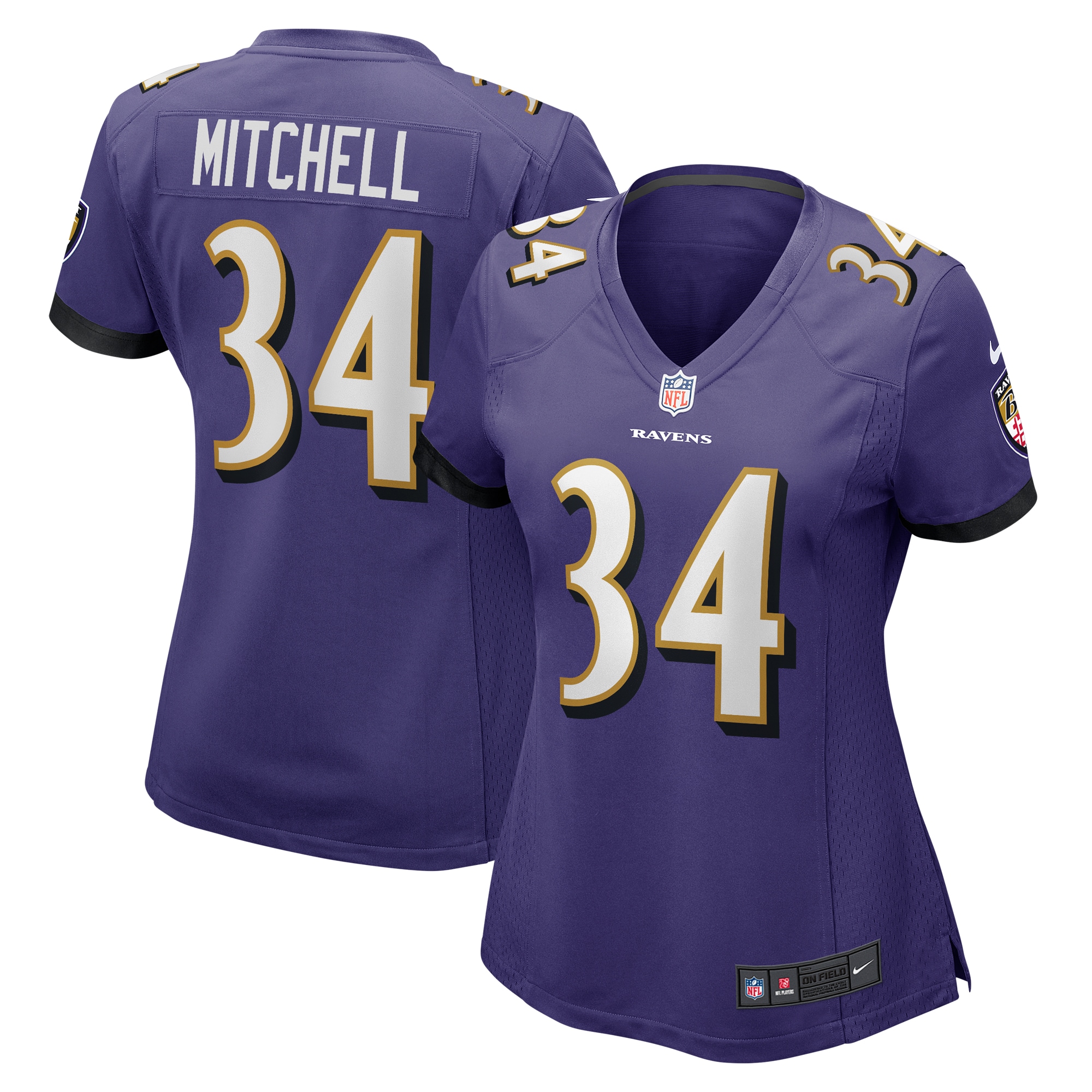 Women's Baltimore Ravens Keaton Mitchell Purple Game Jersey Js3377