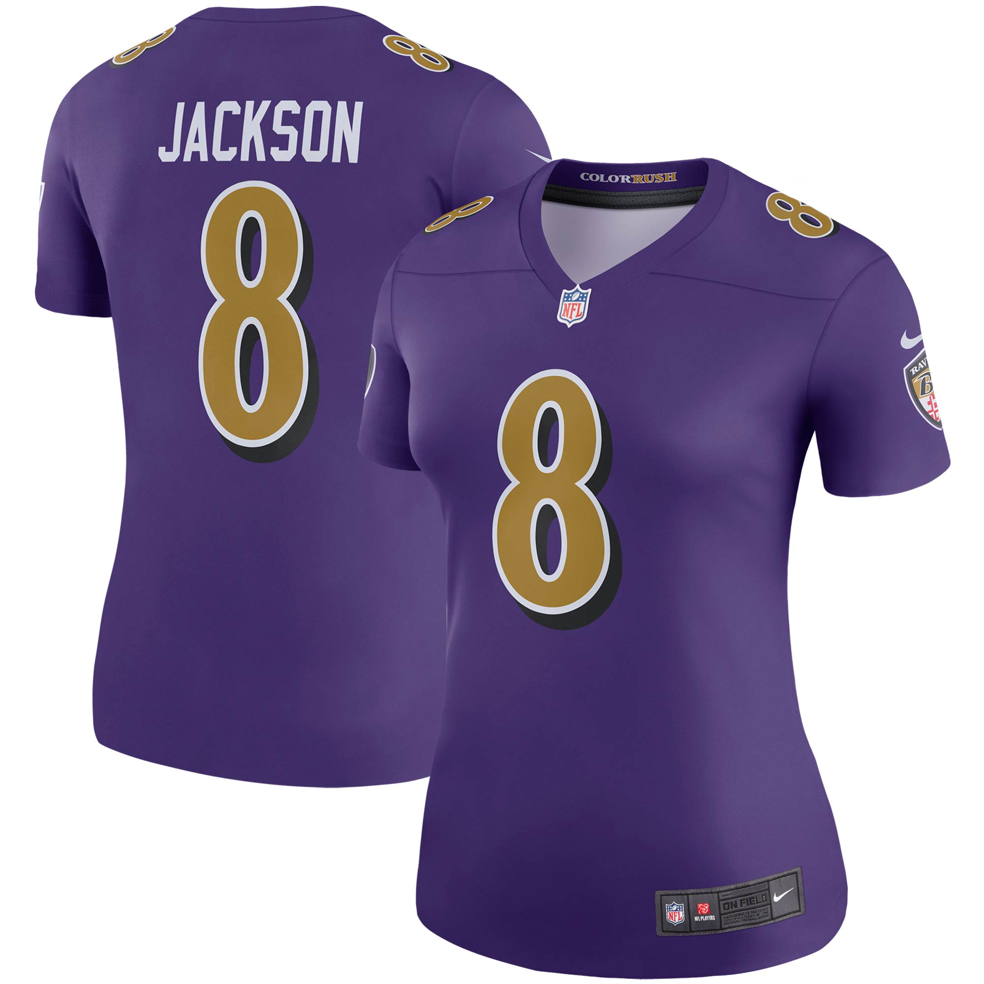 Women's Baltimore Ravens Lamar Jackson Purple Alternate Legend Player Performance Top Js8382