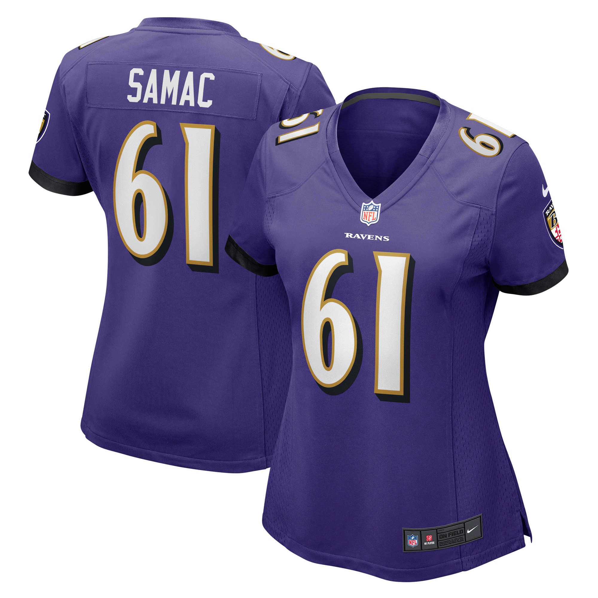 Women's Baltimore Ravens Nick Samac Purple Game Jersey Js6003