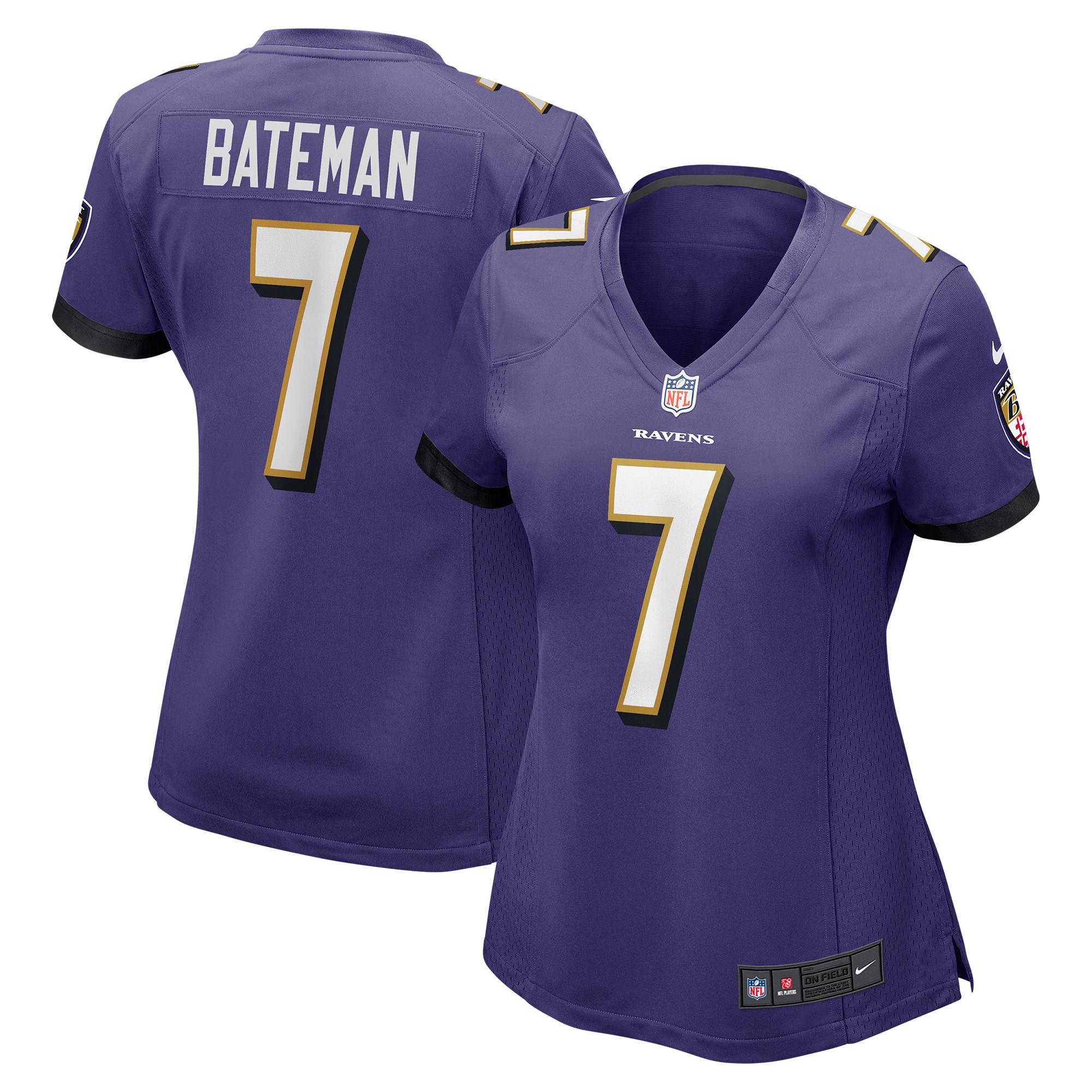 Women's Baltimore Ravens Rashod Bateman Purple Game Jersey Js9373