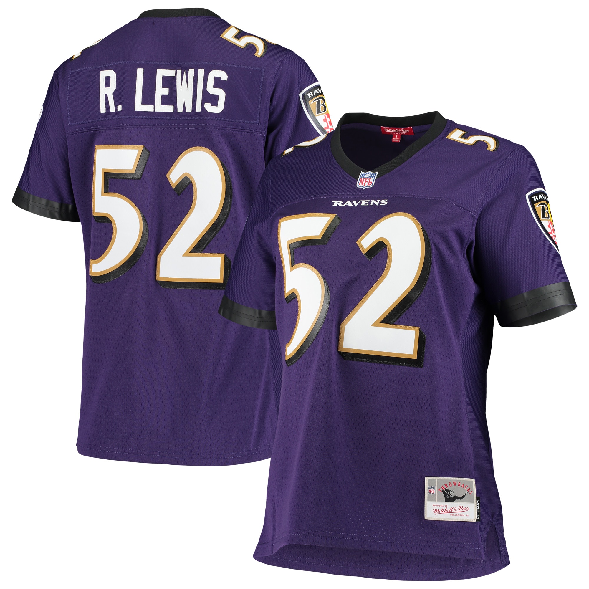 Women's Baltimore Ravens Ray Lewis Mitchell & Ness Purple Legacy Team Jersey Js5304