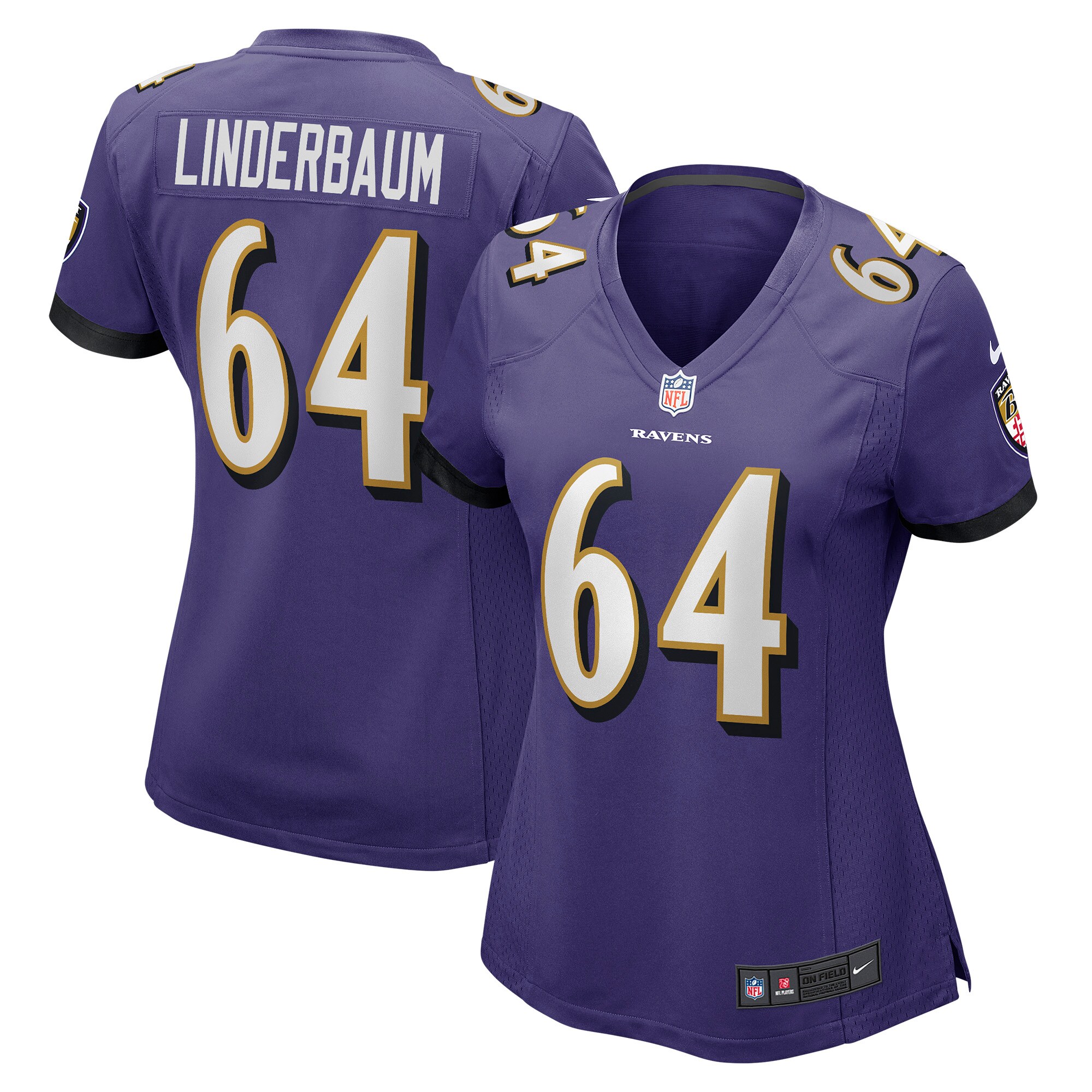 Women's Baltimore Ravens Tyler Linderbaum Purple Player Game Jersey Js8063