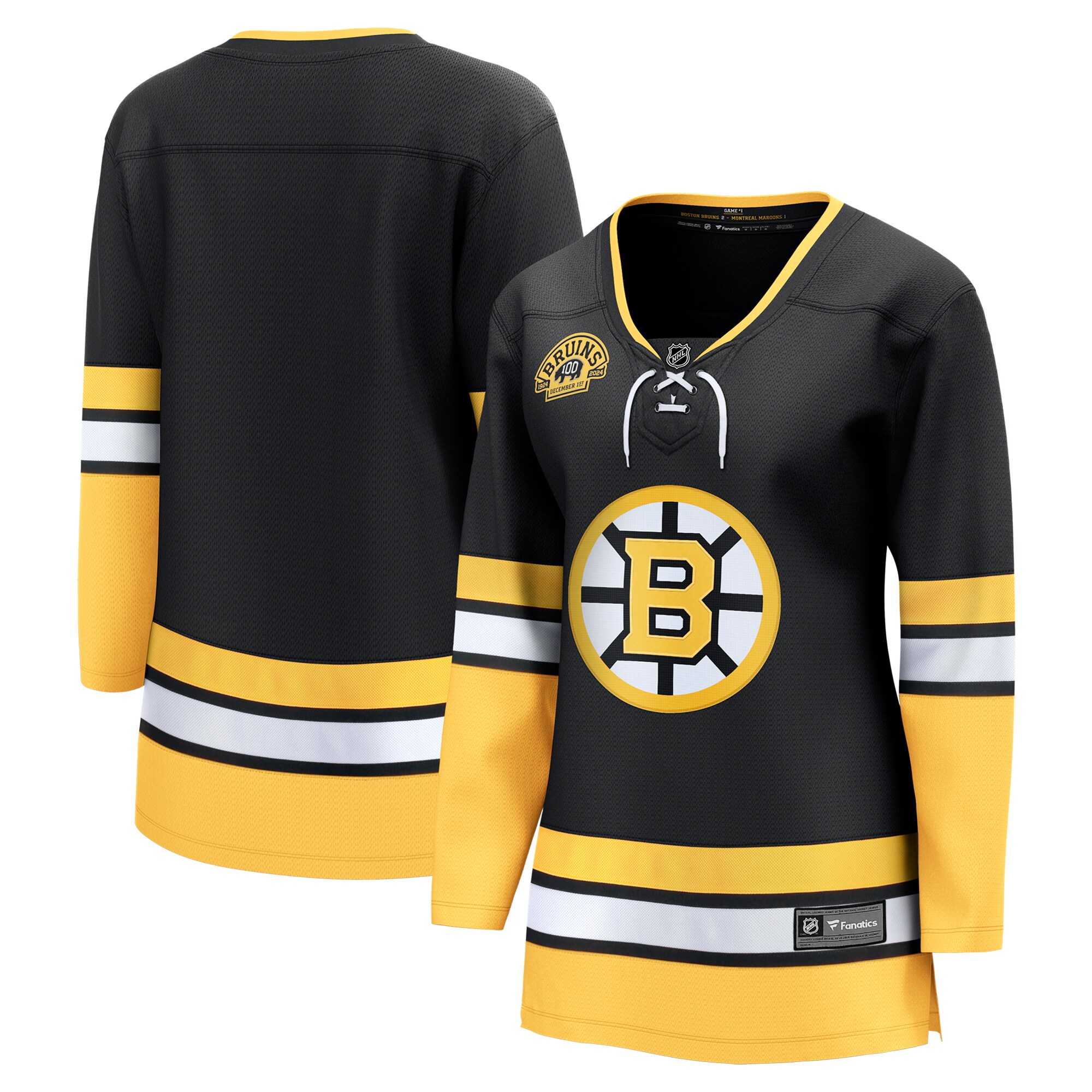 Women's Boston Bruins Black 100th Anniversary Premier Breakaway Jersey