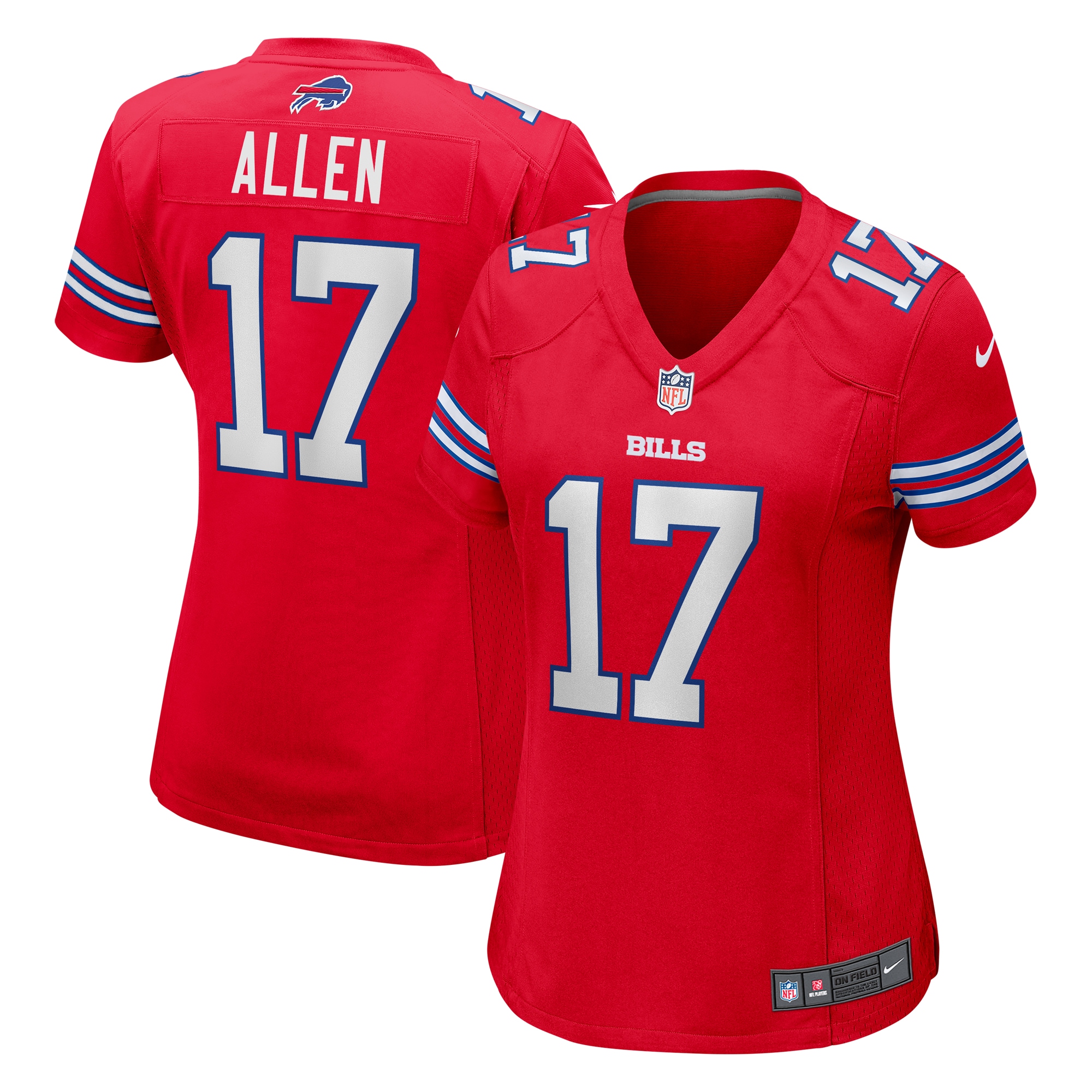 Women's Buffalo Bills Josh Allen Red Player Jersey Js9038