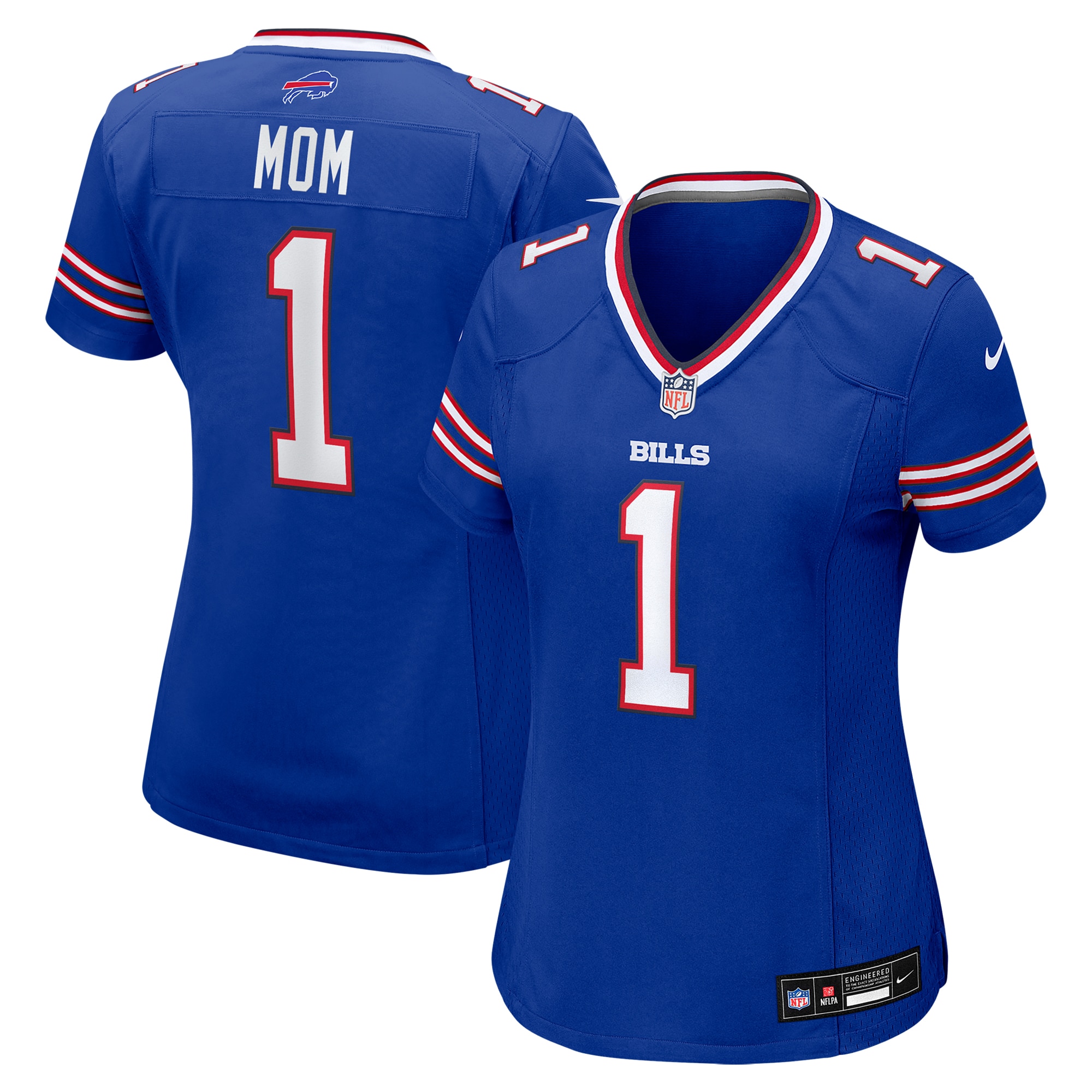 Women's Buffalo Bills Number 1 Mom Royal Game Jersey Js5147