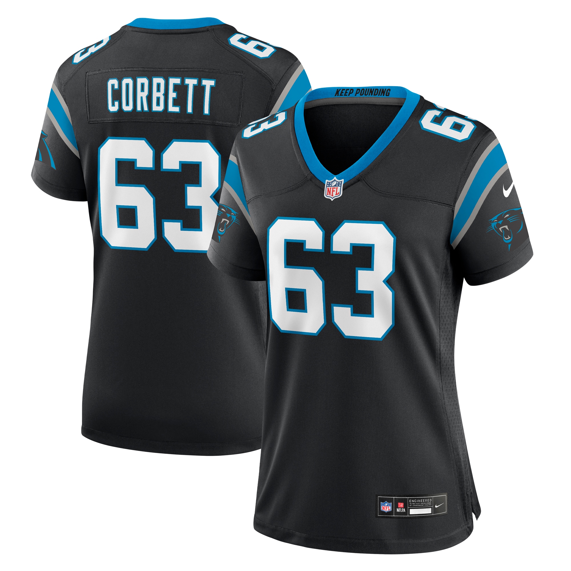 Women's Carolina Panthers Austin Corbett Black Team Game Jersey Js9692