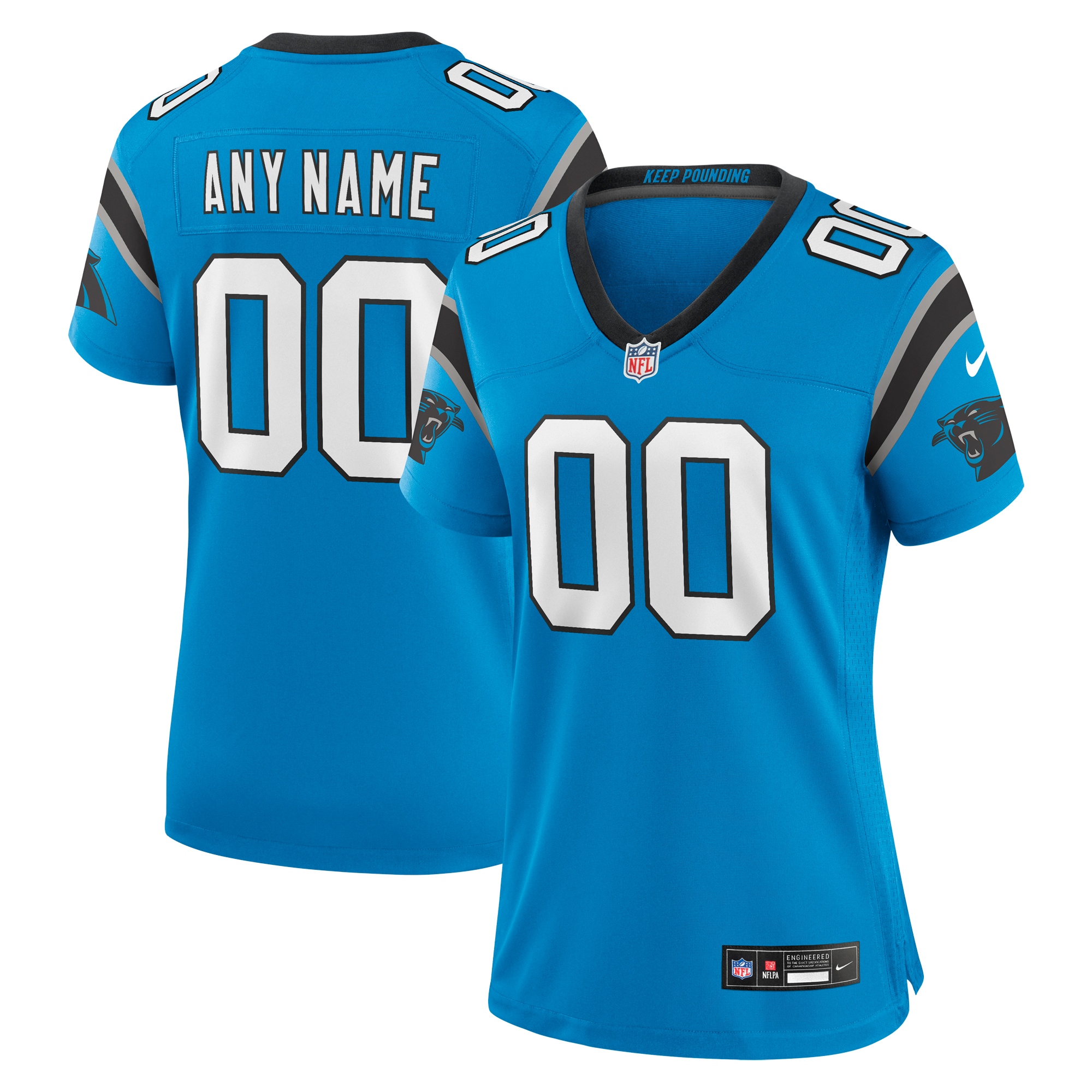 Women's Carolina Panthers Blue Alternate Custom Game Jersey Js2133