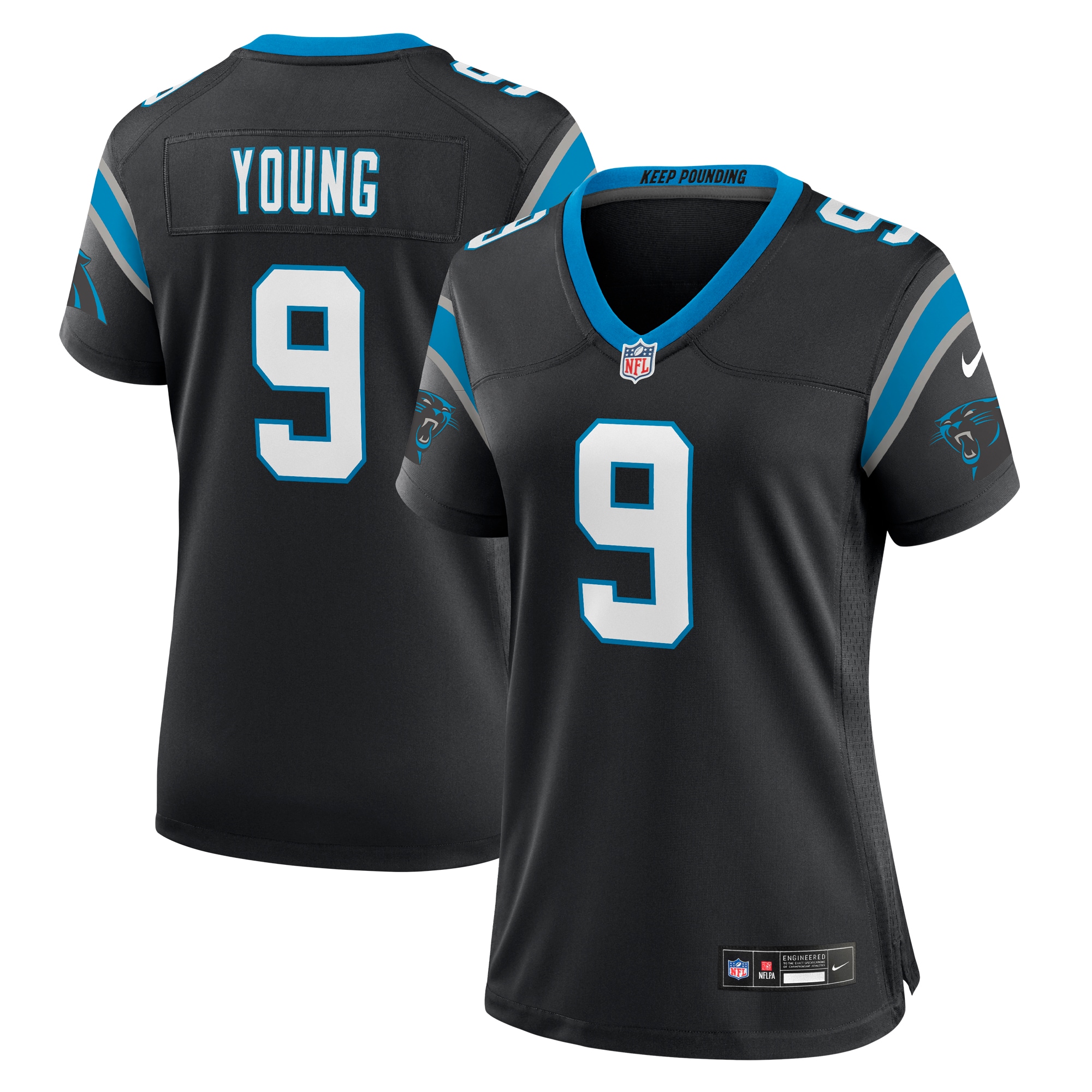 Women's Carolina Panthers Bryce Young Black Team Game Jersey Js3644