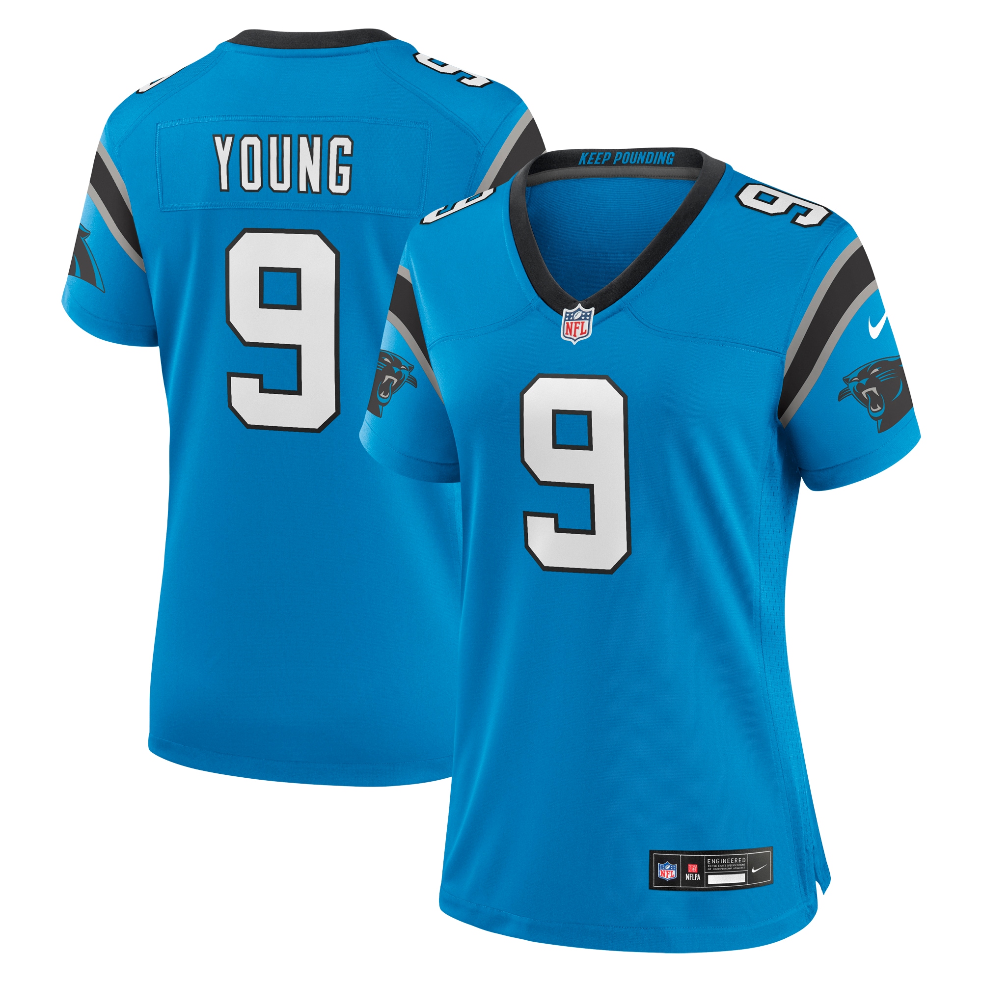 Women's Carolina Panthers Bryce Young Blue Player Jersey Js9737