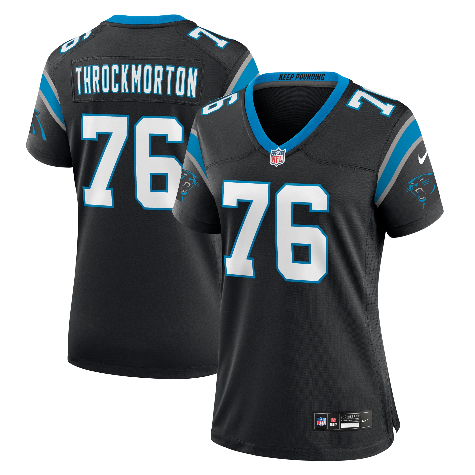 Women's Carolina Panthers Calvin Throckmorton Black Team Game Jersey Js1912