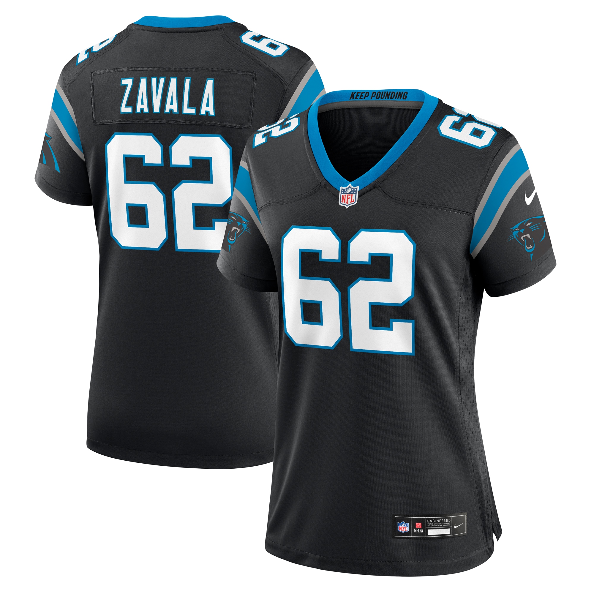 Women's Carolina Panthers Chandler Zavala Black Game Jersey Js5847