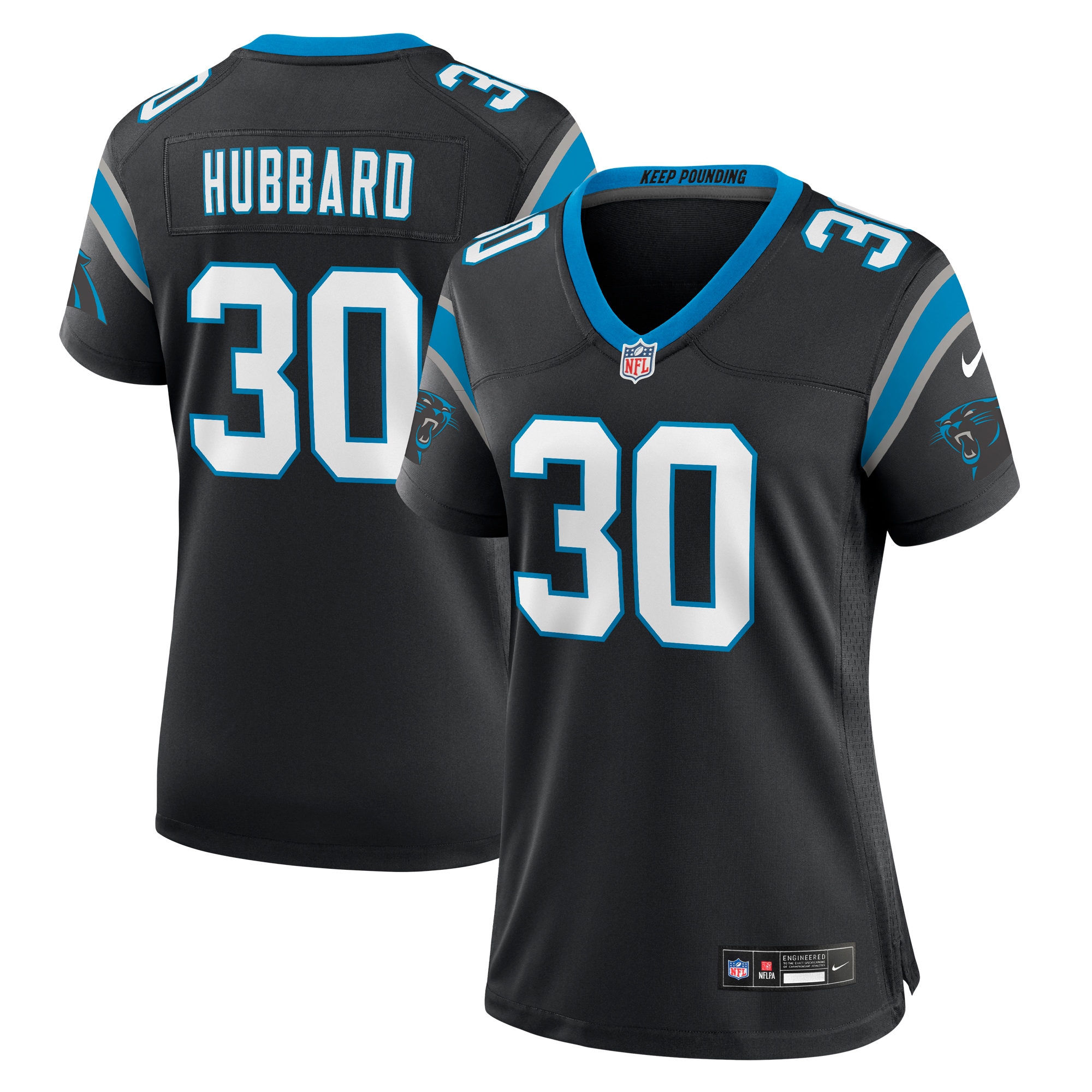 Women's Carolina Panthers Chuba Hubbard Black Team Game Jersey Js1368