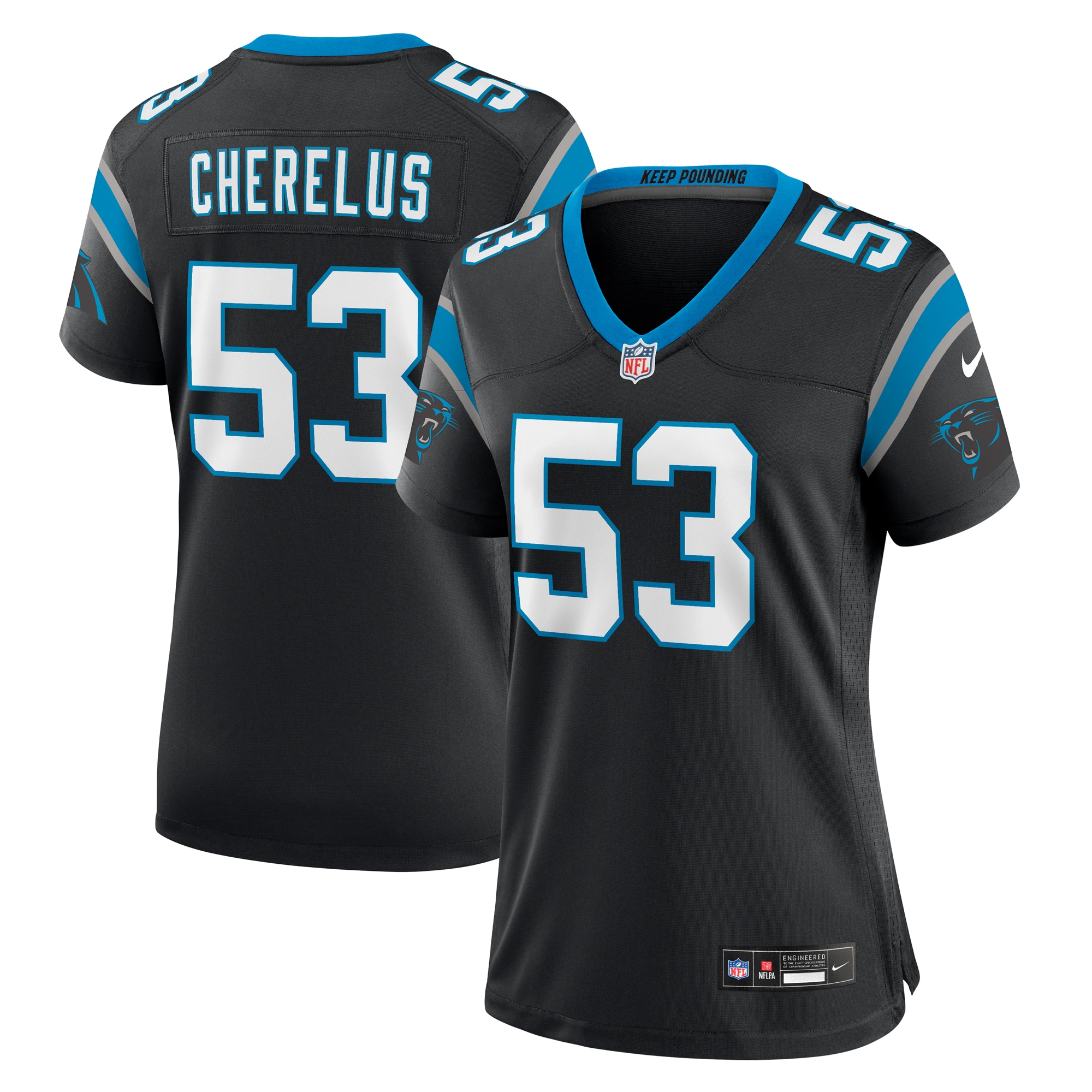 Women's Carolina Panthers Claudin Cherelus Black Team Game Jersey Js9379