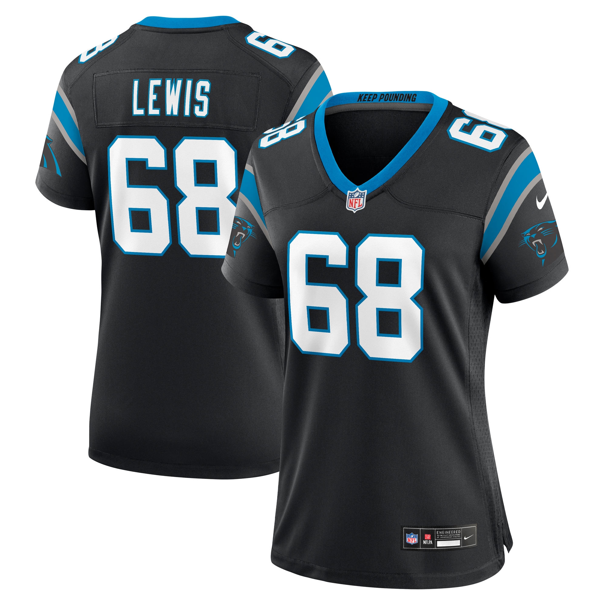 Women's Carolina Panthers Damien Lewis Black Game Jersey Js4071