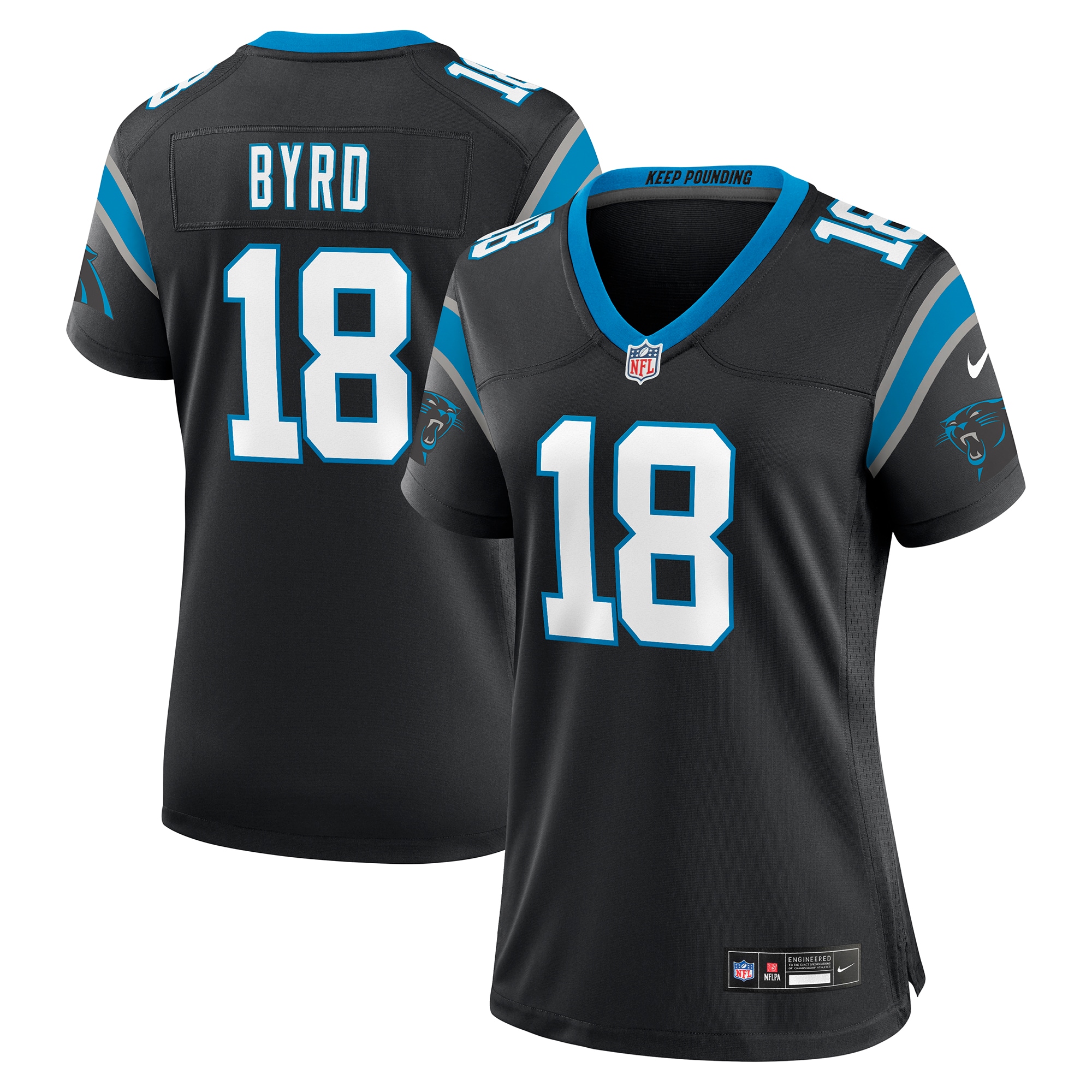 Women's Carolina Panthers Damiere Byrd Black Game Player Jersey Js2764