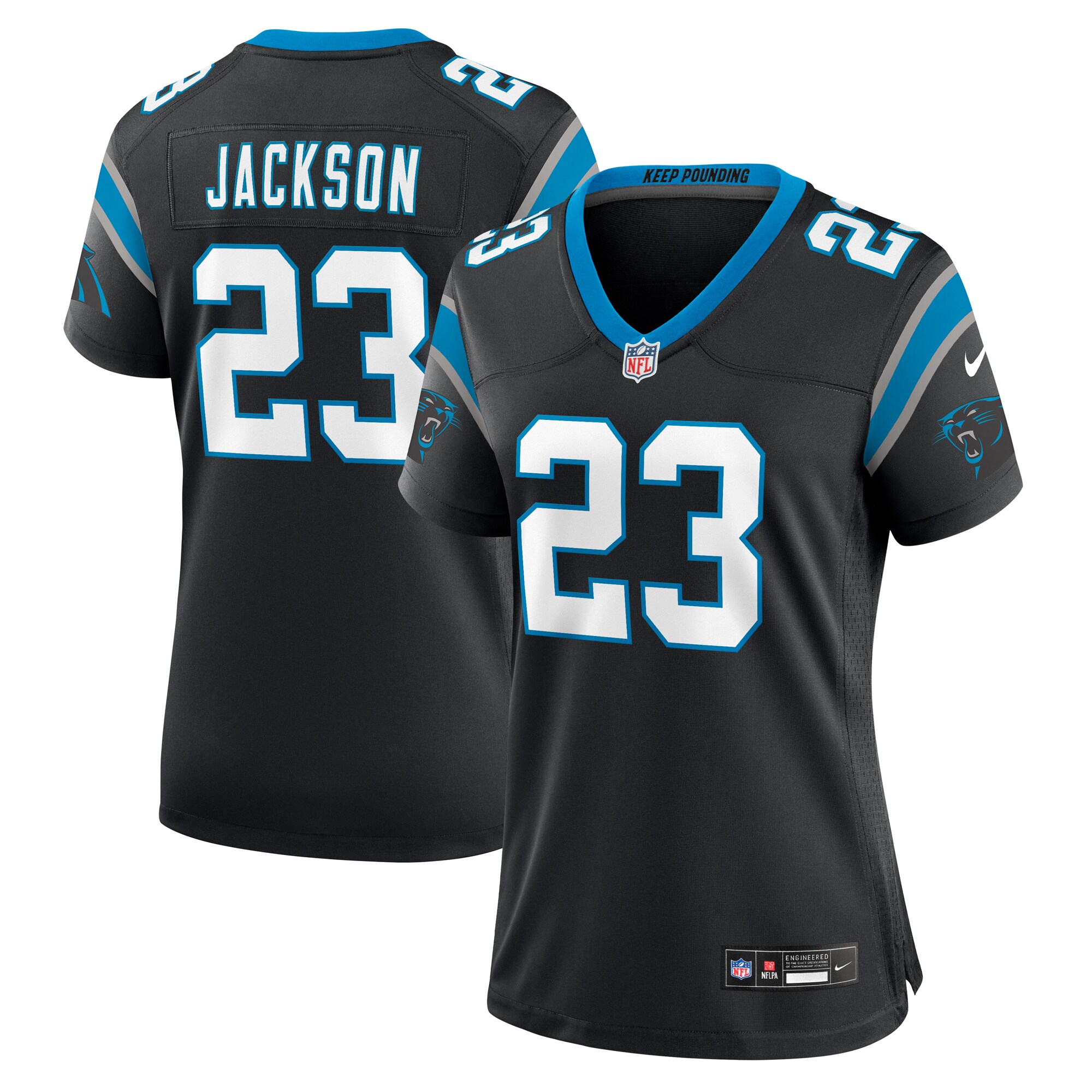 Women's Carolina Panthers Dane Jackson Black Game Jersey Js8294