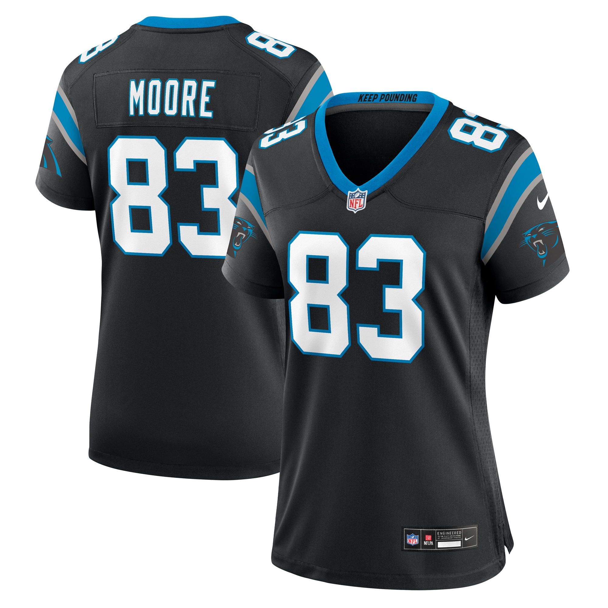 Women's Carolina Panthers David Moore Black Game Jersey Js9084