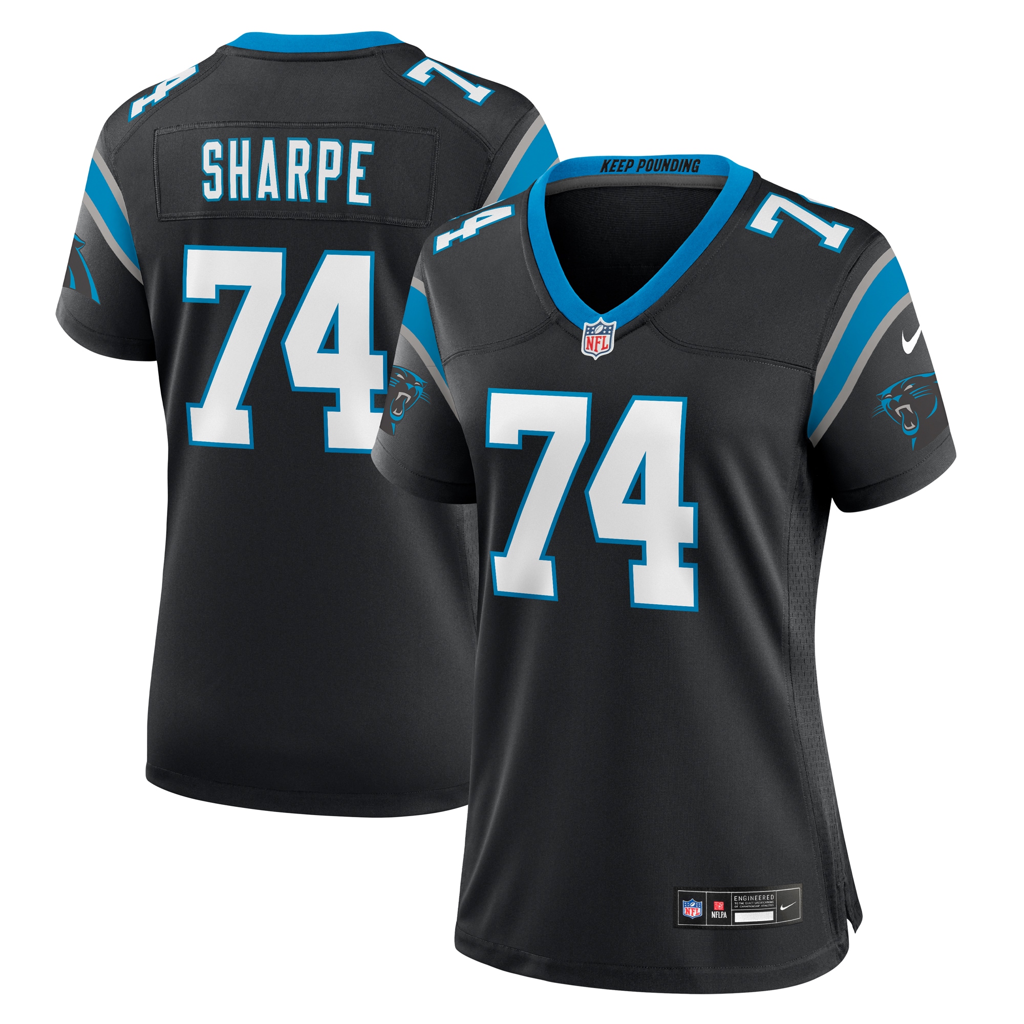 Women's Carolina Panthers David Sharpe Black Team Game Jersey Js8741