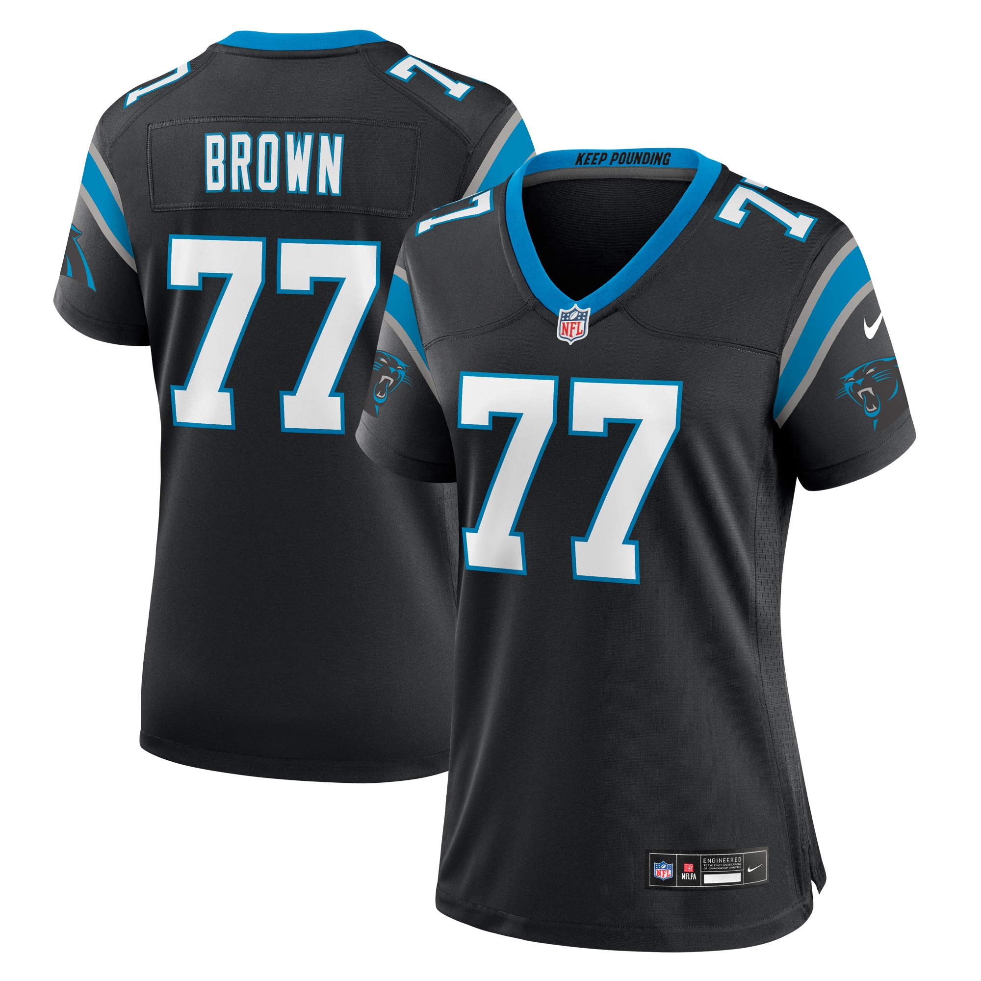 Women's Carolina Panthers Deonte Brown Black Team Game Jersey Js5645