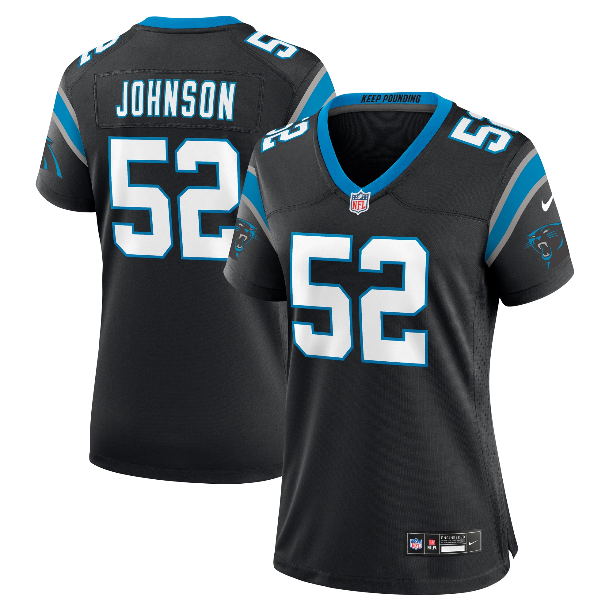 Women's Carolina Panthers Dj Johnson Black Game Jersey Js1926