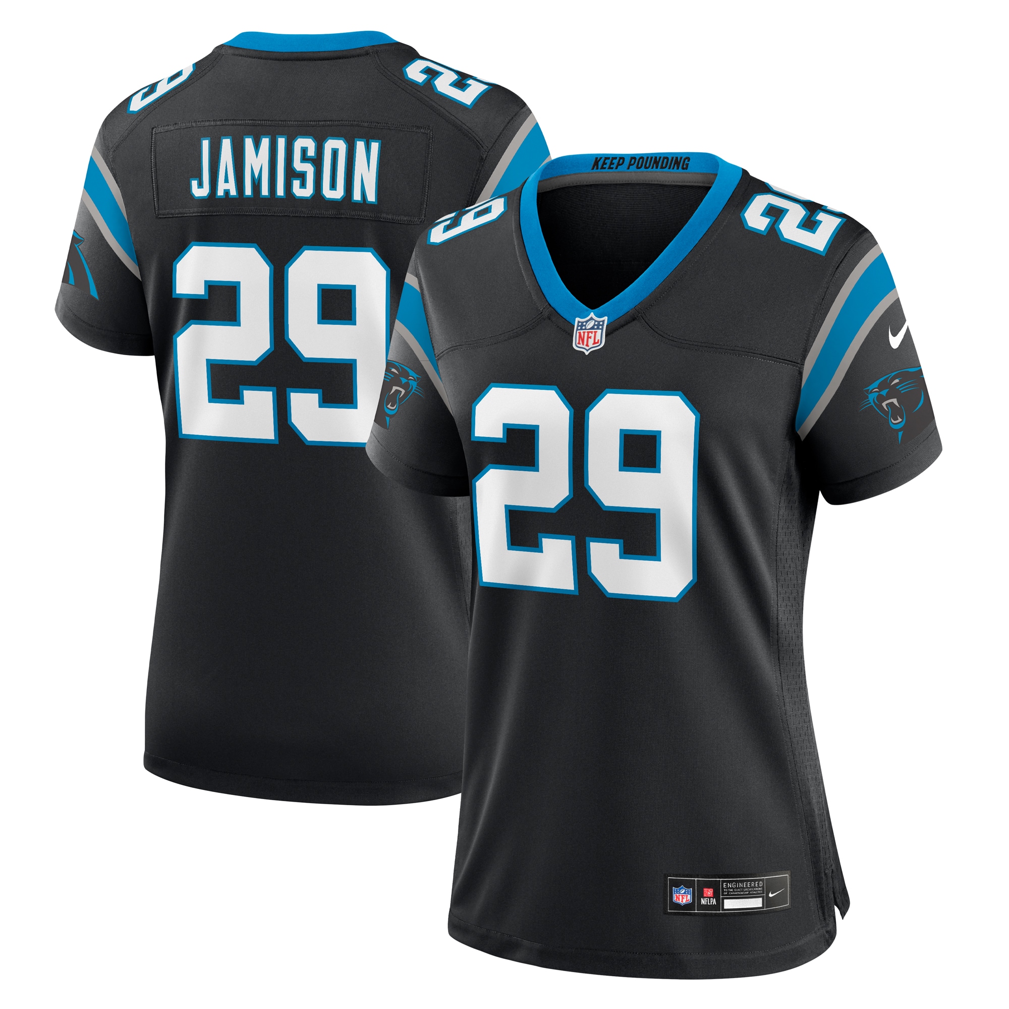 Women's Carolina Panthers D'shawn Jamison Black Team Game Jersey Js8374