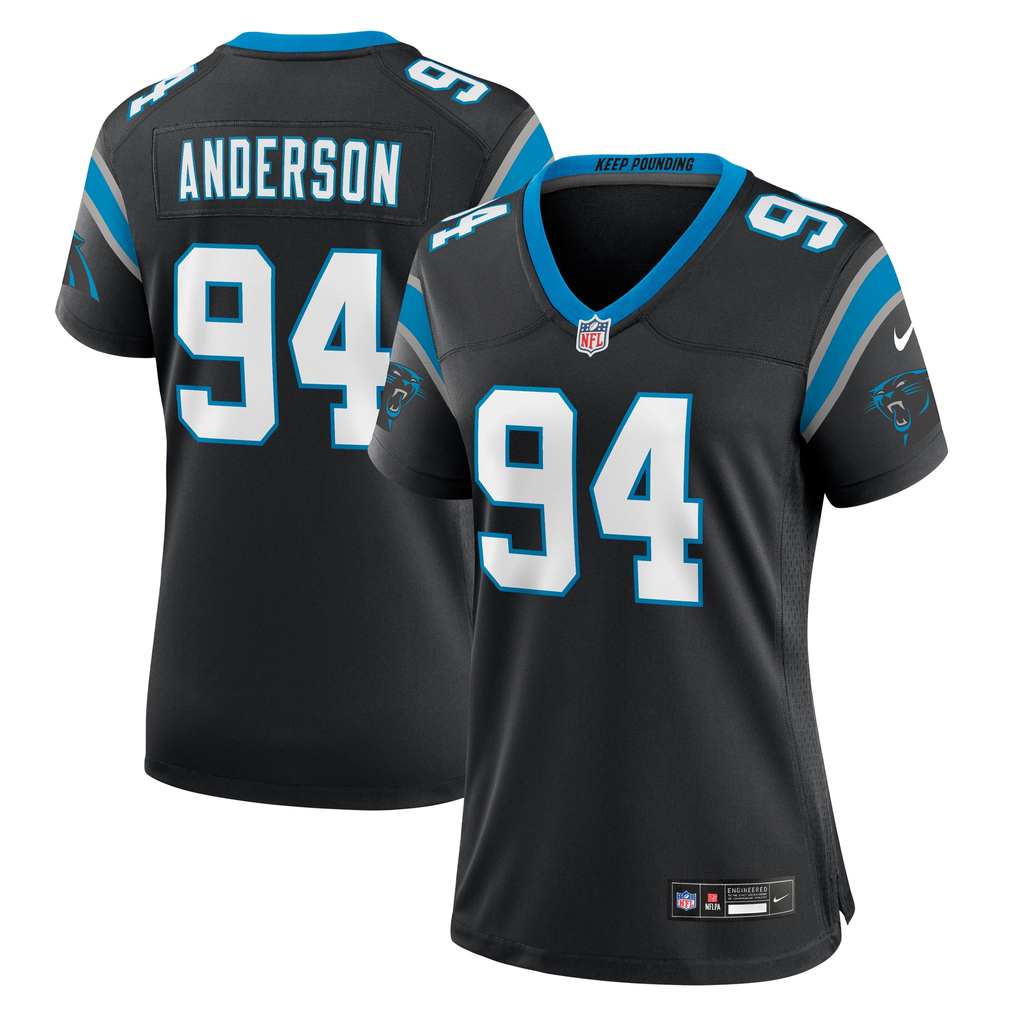 Women's Carolina Panthers Henry Anderson Black Team Game Jersey Js1826