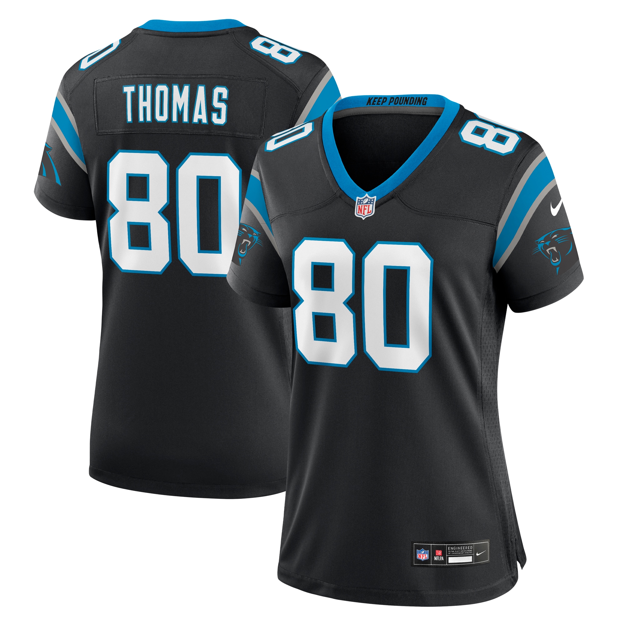 Women's Carolina Panthers Ian Thomas Black Team Game Jersey Js7385