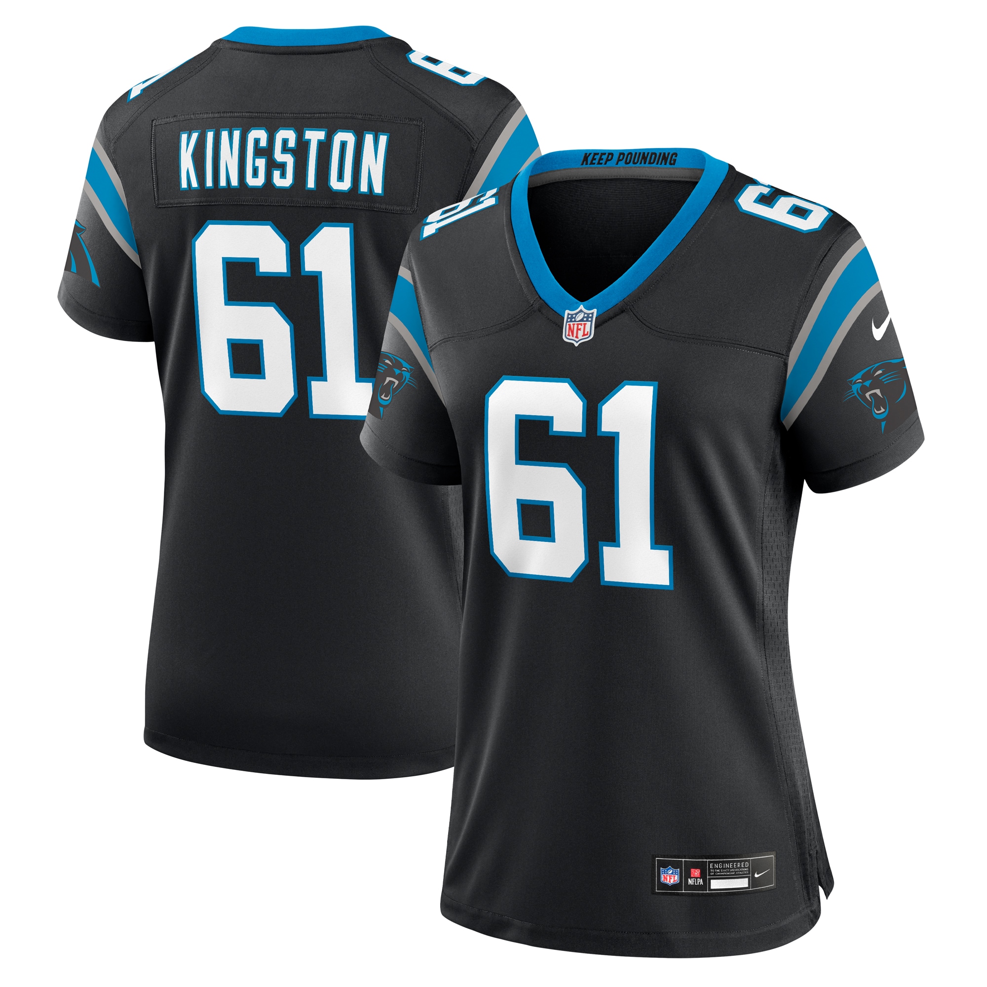 Women's Carolina Panthers Jarrett Kingston Black Game Jersey Js5148