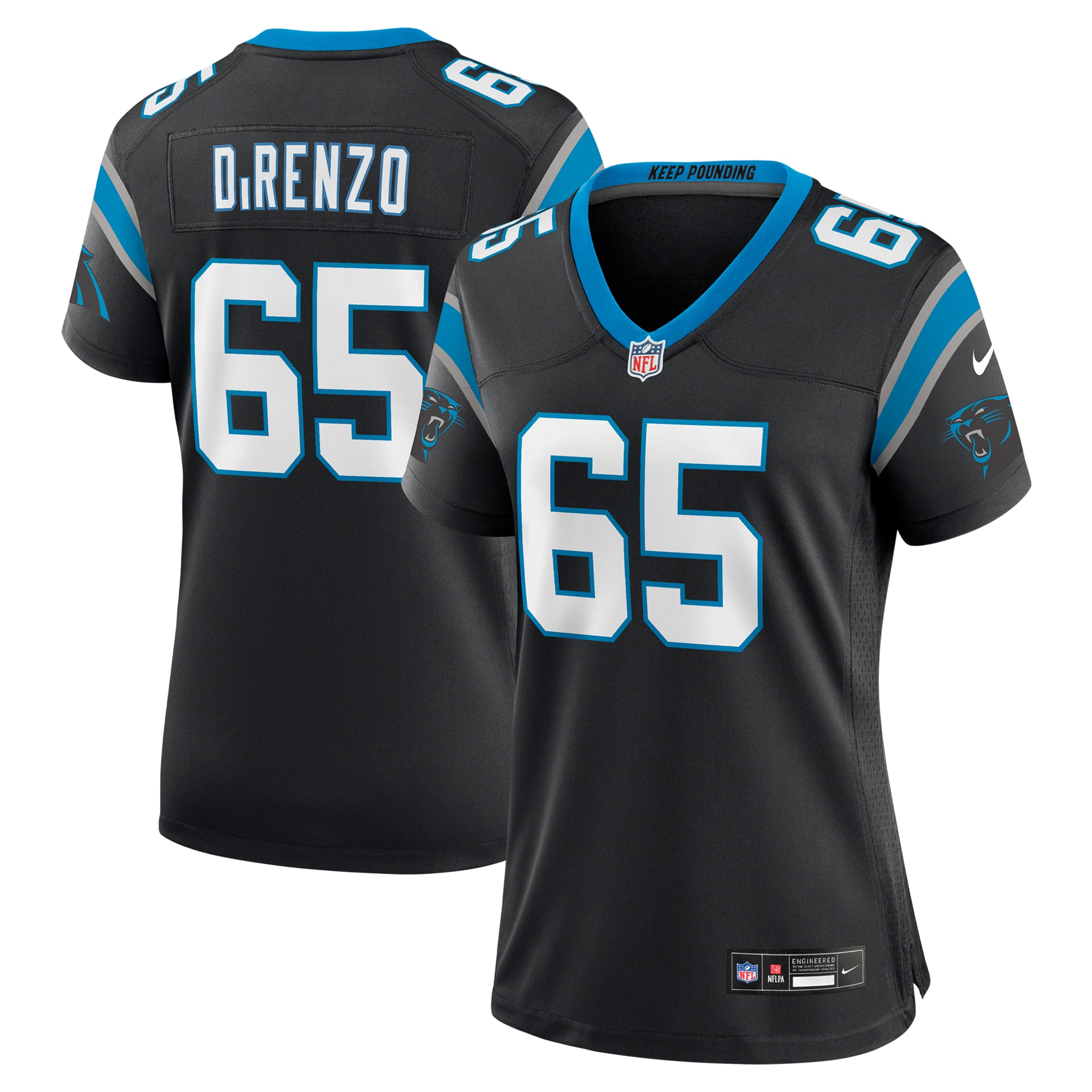 Women's Carolina Panthers J.d. Direnzo Black Game Jersey Js4050