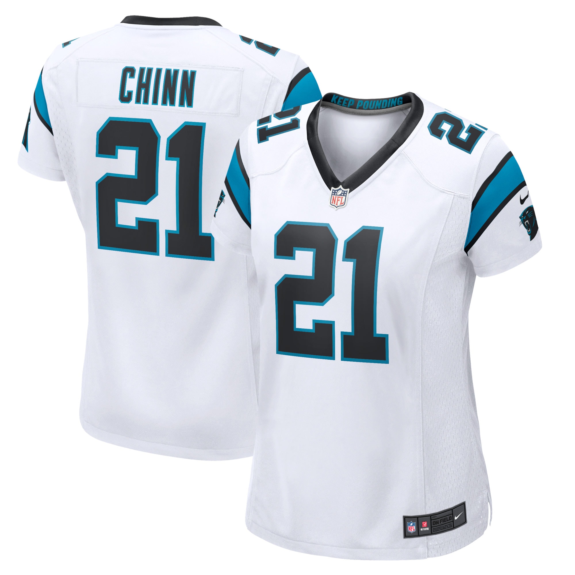 Women's Carolina Panthers Jeremy Chinn White Game Jersey Js5271