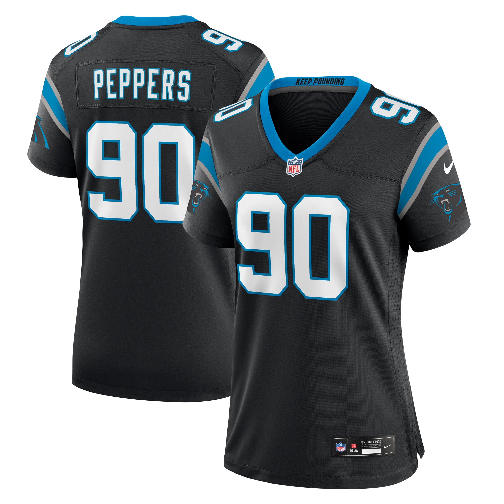 Women's Carolina Panthers Julius Peppers Black Retired Player Game Jersey Js1409
