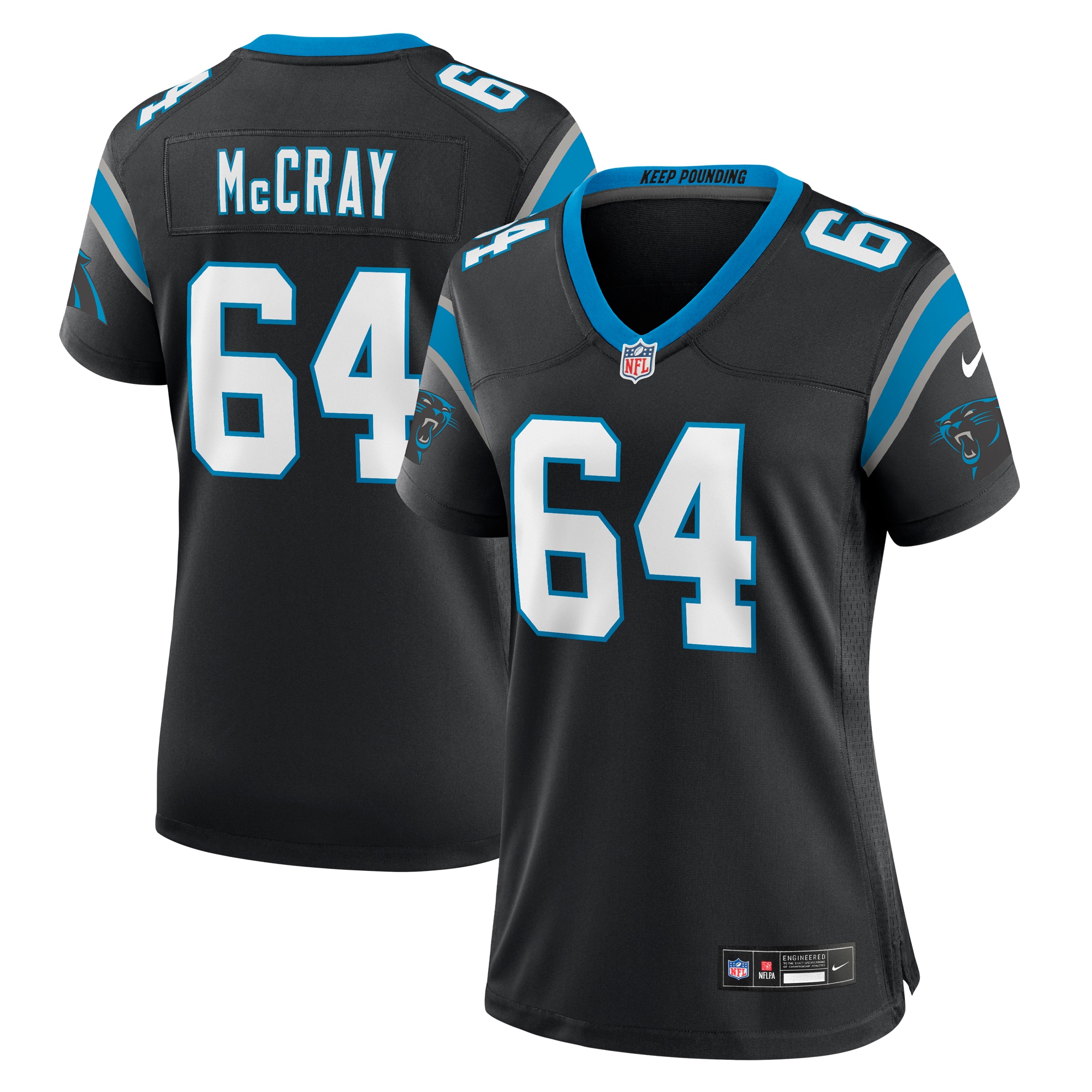 Women's Carolina Panthers Justin Mccray Black Team Game Jersey Js5400
